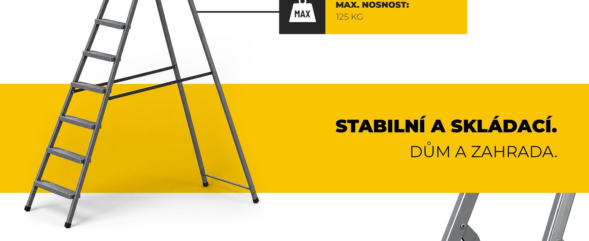 DRABEST | ocelový žebřík, žebřík pro domácnost, žebřík 8 stupňů, skládací schůdky, ocelový, univerzální, do 125 kg