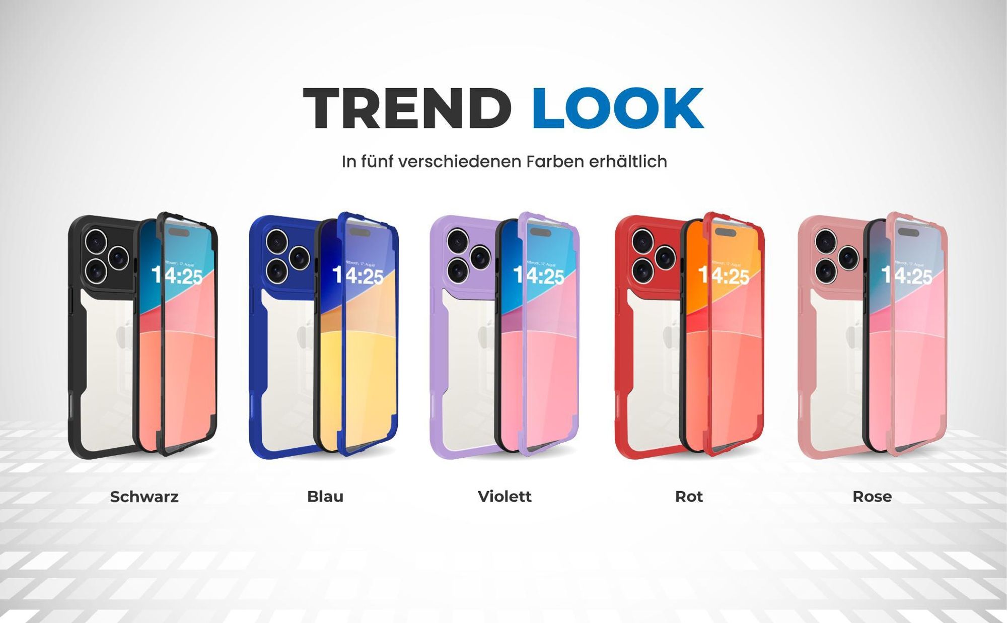360 Grad Cover Front Back für Apple iPhone 17 Pro Max in verschiedenen Farben