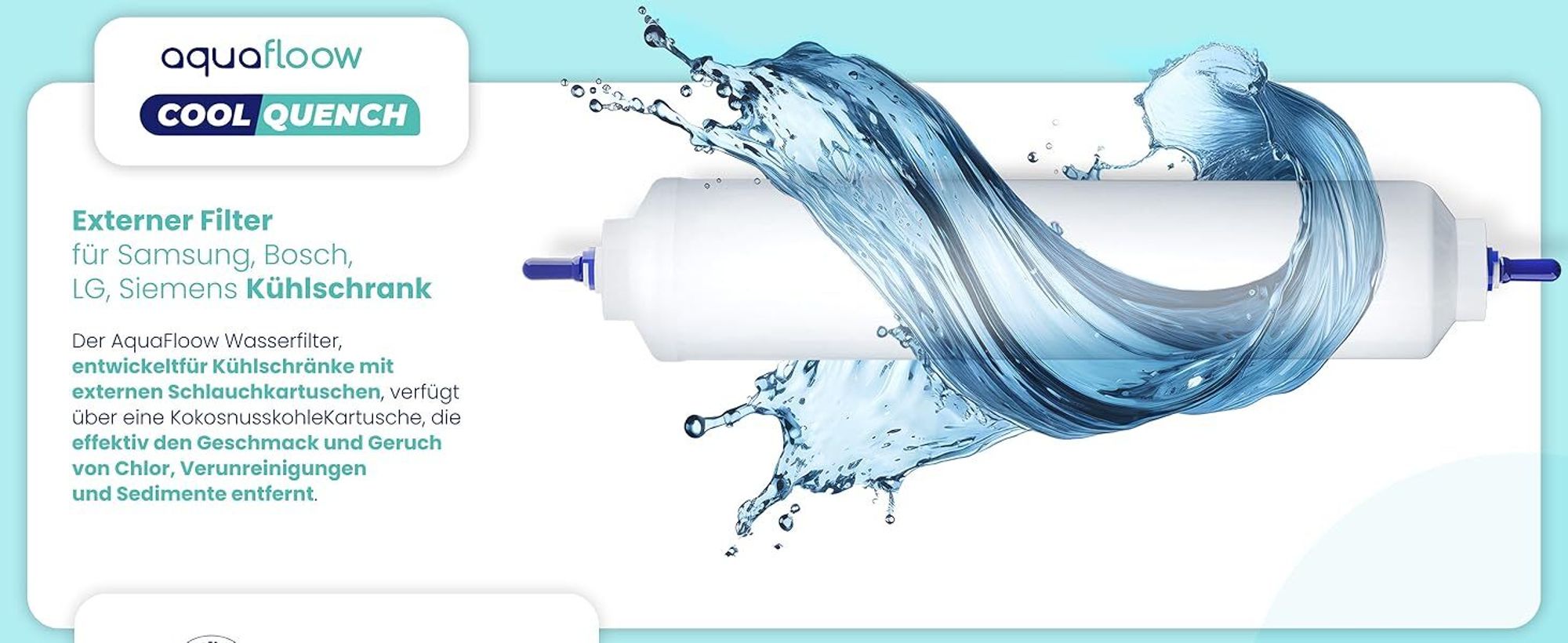 AquaFloow 2er Set CoolQuench Wasserfilter – Externer Kühlschrankfilter Ersatz für DA29-10105J