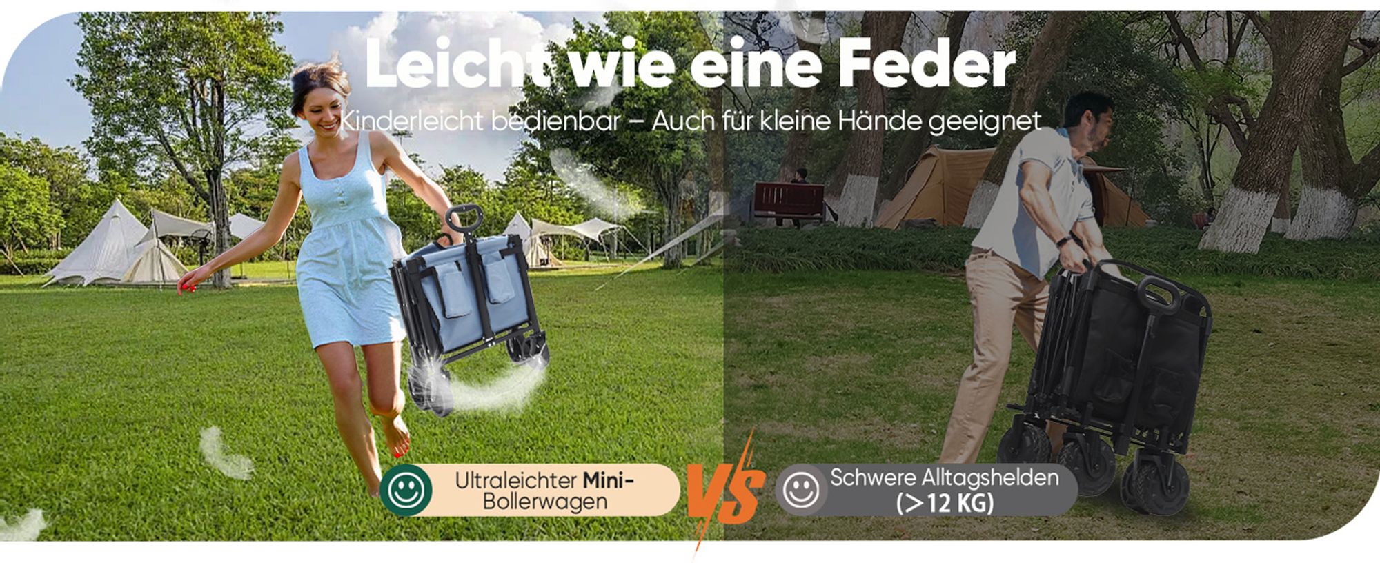 Sekey Bollerwagen, Faltbarer Handwagen 4 Räder, 80KG / 60L, Blau