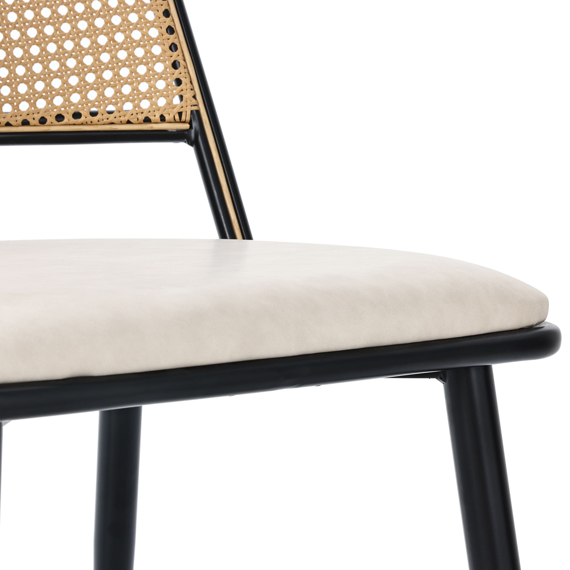 Flieks Rattan Esszimmerstühle 2er Set, Esstischstühle Küchenstühle mit Metallbeinen, Gartenstuhl Freizeitstuhl Wohnzimmerstuhl, PU, Schwarz