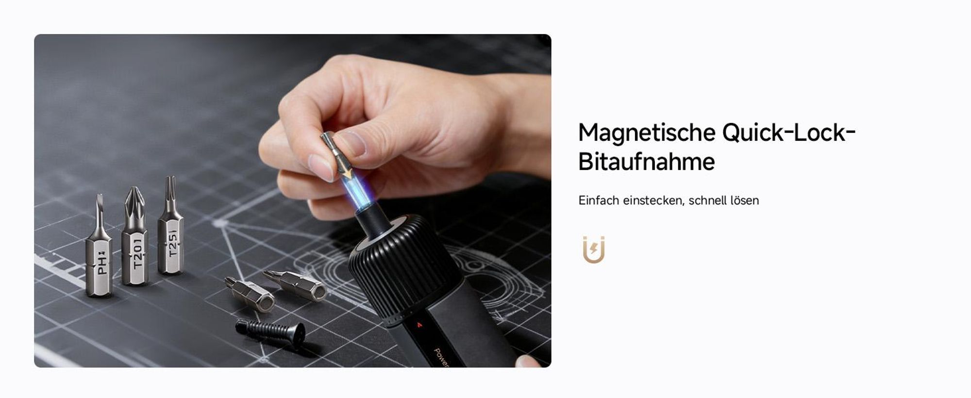 MOVA MSD008 4V Elektrischer Schraubendreher, 4 Drehmomentstufen, LED-Beleuchtung, Quick-Lock-Magnetbits, 24 S2 Bits Set
