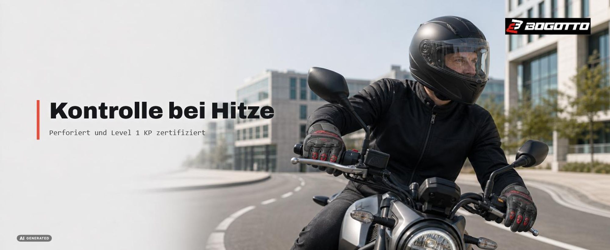 Bogotto Zello perforierte Motorrad Handschuhe, schwarz, M