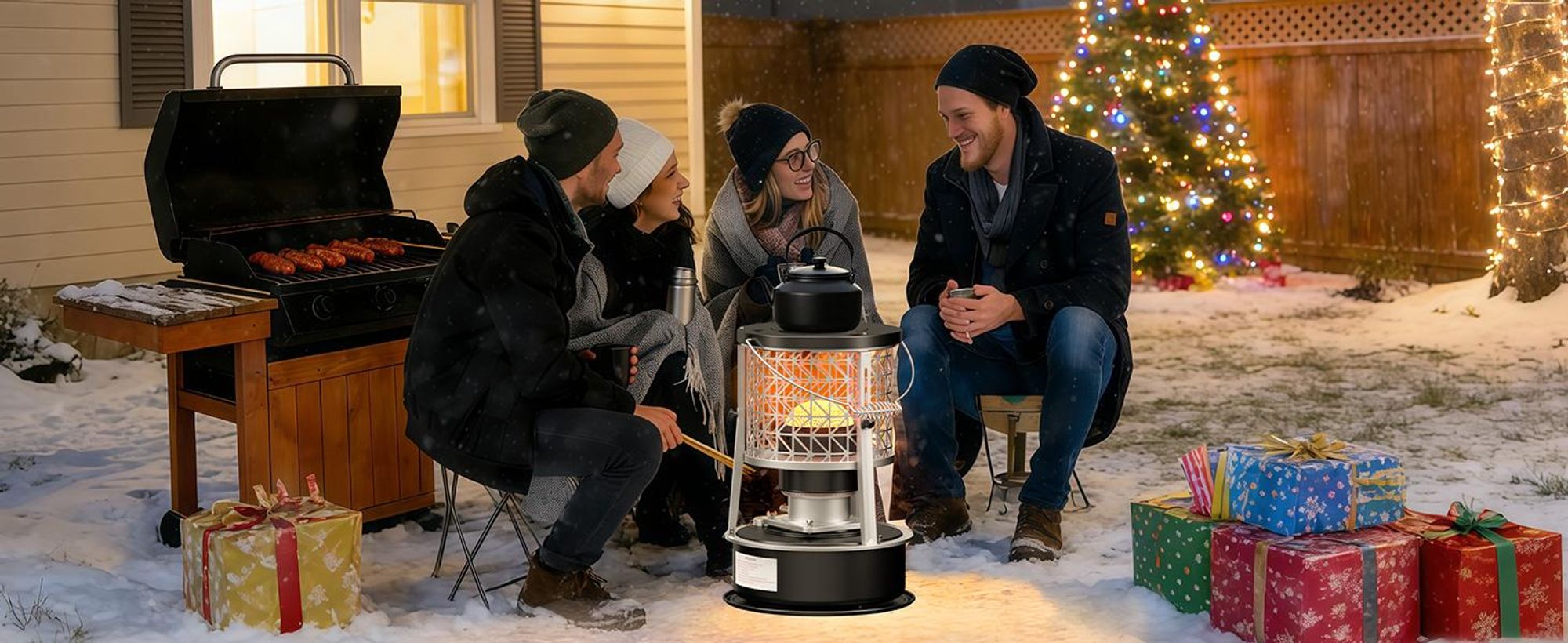 Mobiler Heizstrahler 2600W, Petroleum-Kerosinofen für Outdoor & Camping, Dochtheizung, 5L Tank, 12,5h Laufzeit, stromlos