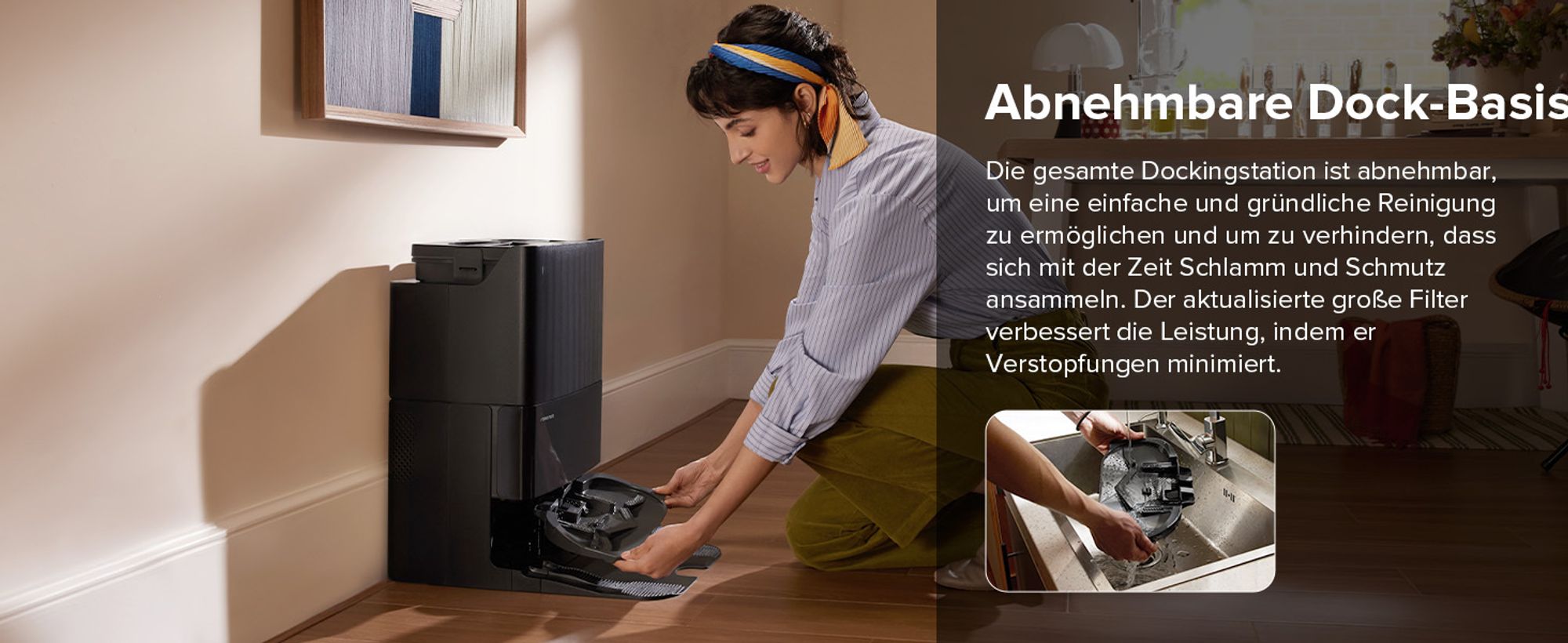 Roborock QV 35S Staubsauger Roboter, 10.000Pa Saugroboter (Upgrade von Qrevo Plus), Anti-Tangle-Bürsten, Anhebbare Schleudermopps (Schwarz)
