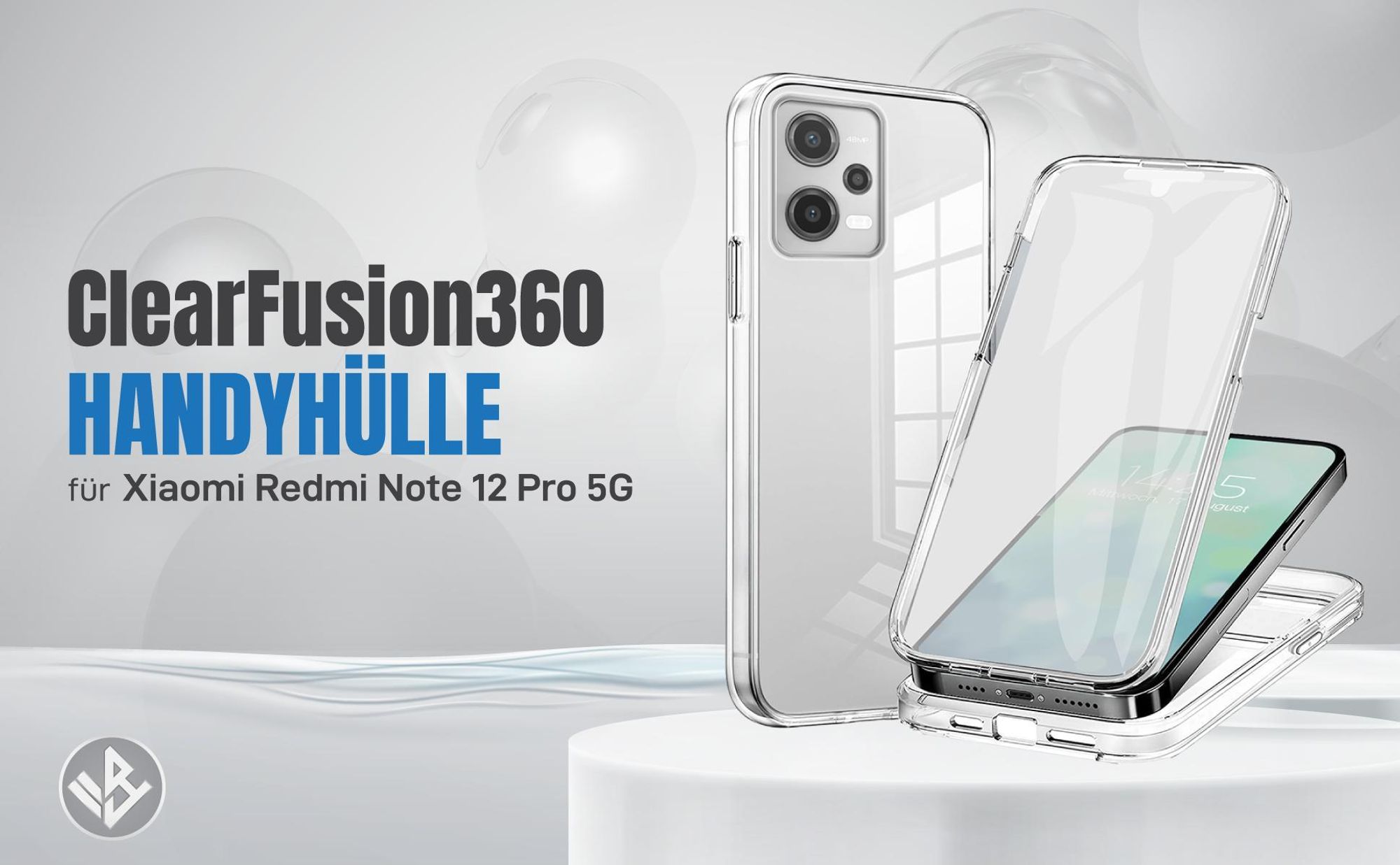 Transparente 360 Grad Hülle für Xiaomi Redmi Note 12 Pro 5G mit Kameraschutz
