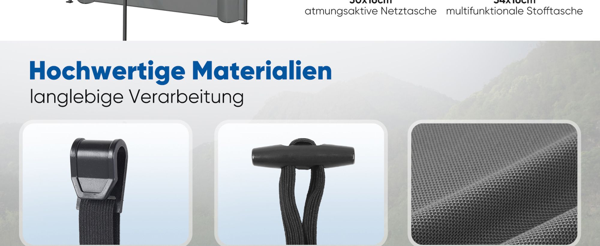 Sekey Seitenteil Multifunktionale seitenwand pavillon mit 6 Taschen, Grau