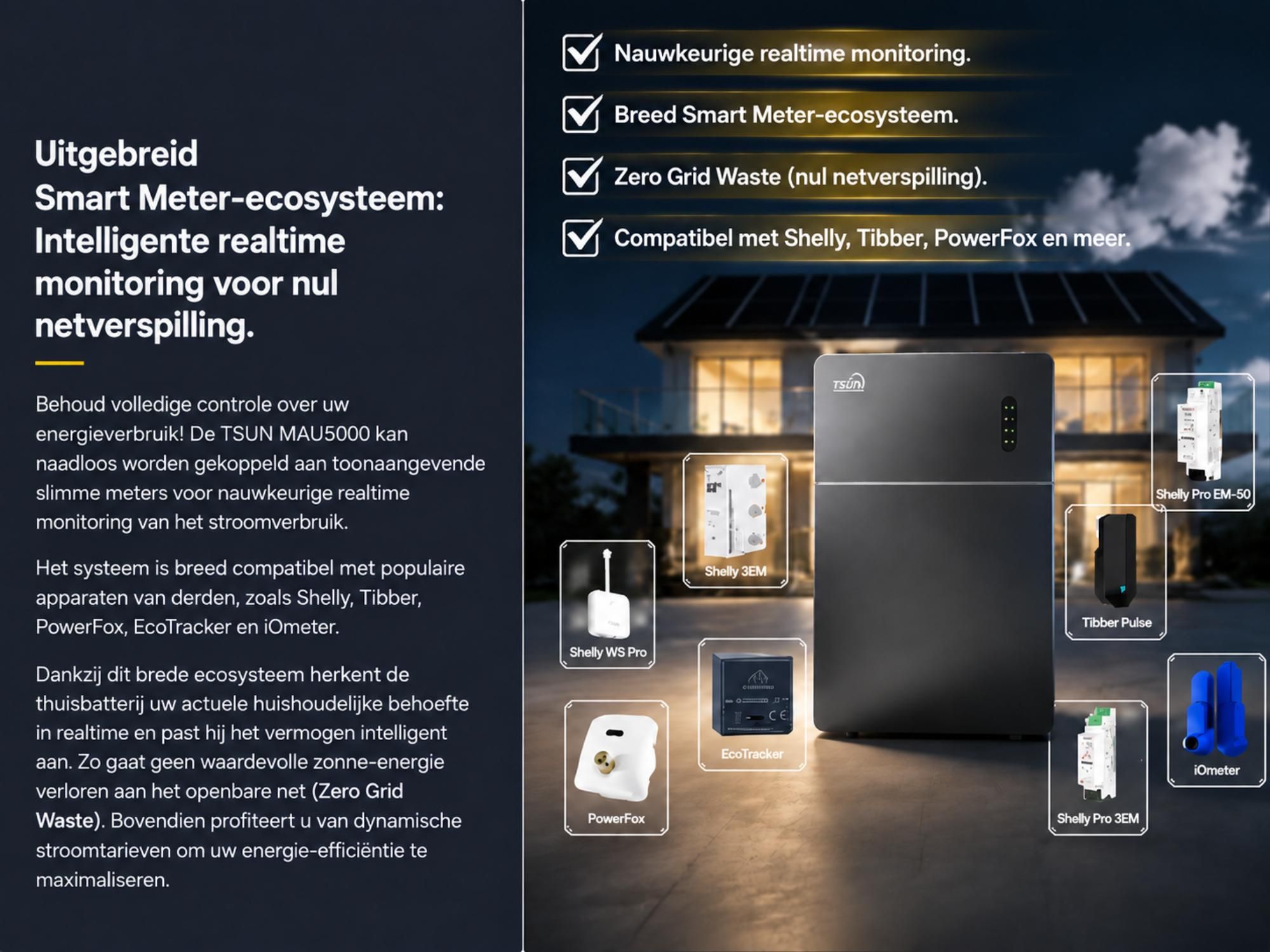 TSUN MAU 5000 5 kWh Balkonkraftwerk Speicher (tot 30 kWh uitbreidbaar), 2500 W PV-ingang, Plug & Play