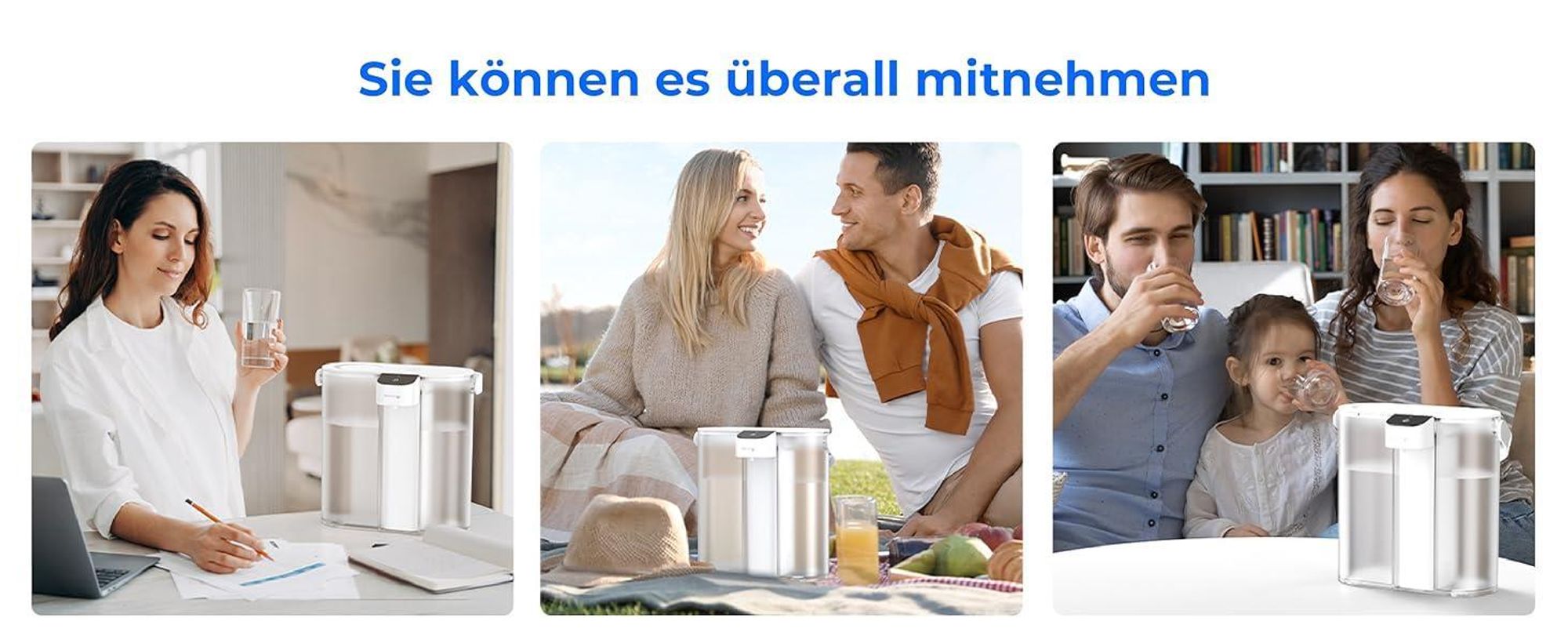Waterdrop Eletric Wasserfilter Krug für Kühlschrank mit 4 Filter, Countertop Wasserfilter System, 757 Liter, Weiß, WD-ED02W