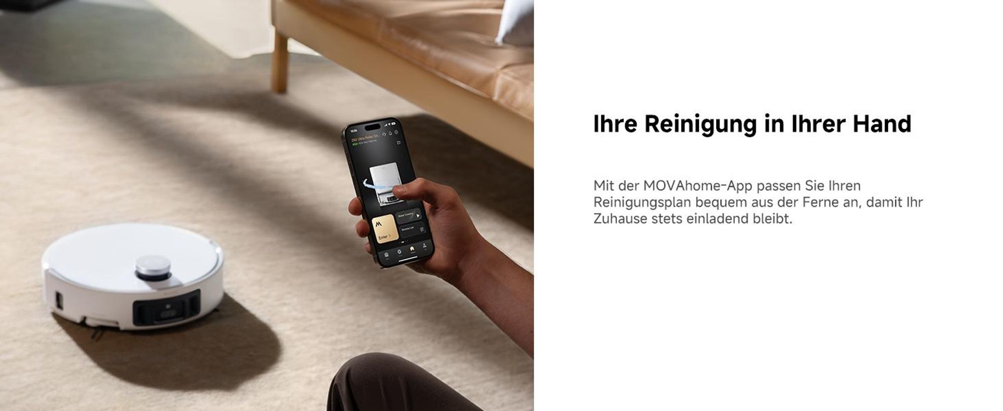 MOVA Z60 Ultra Roller Standalone – Saugroboter mit automatischer Entleerung, Selbstreinigendem Wischmopp, Präzise Navigation, Vollflächige Reinigung