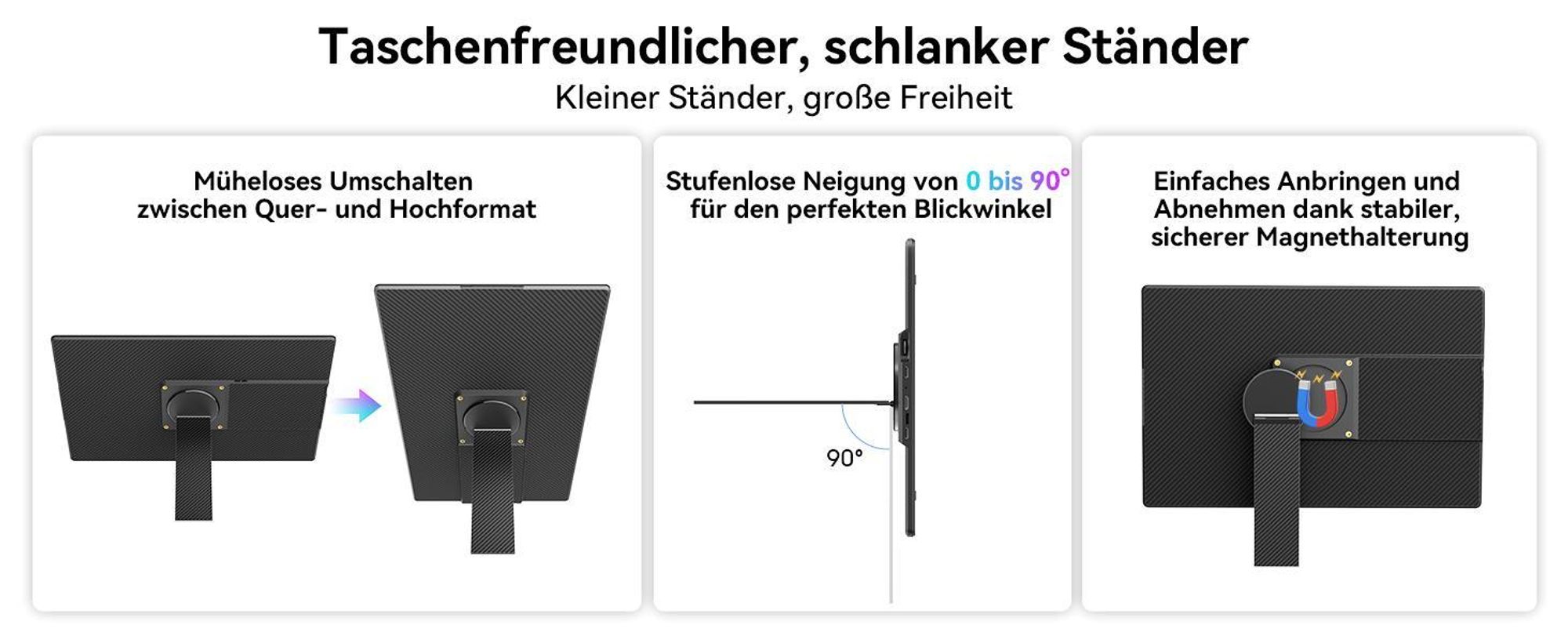 Blackview 16 Zoll FHD tragbarer Monitor 9, 650g ultraleicht, SÜD Augenschutz, 360° Drehständer, Plug & Play, Kompatibel mit Mac/Win/Android