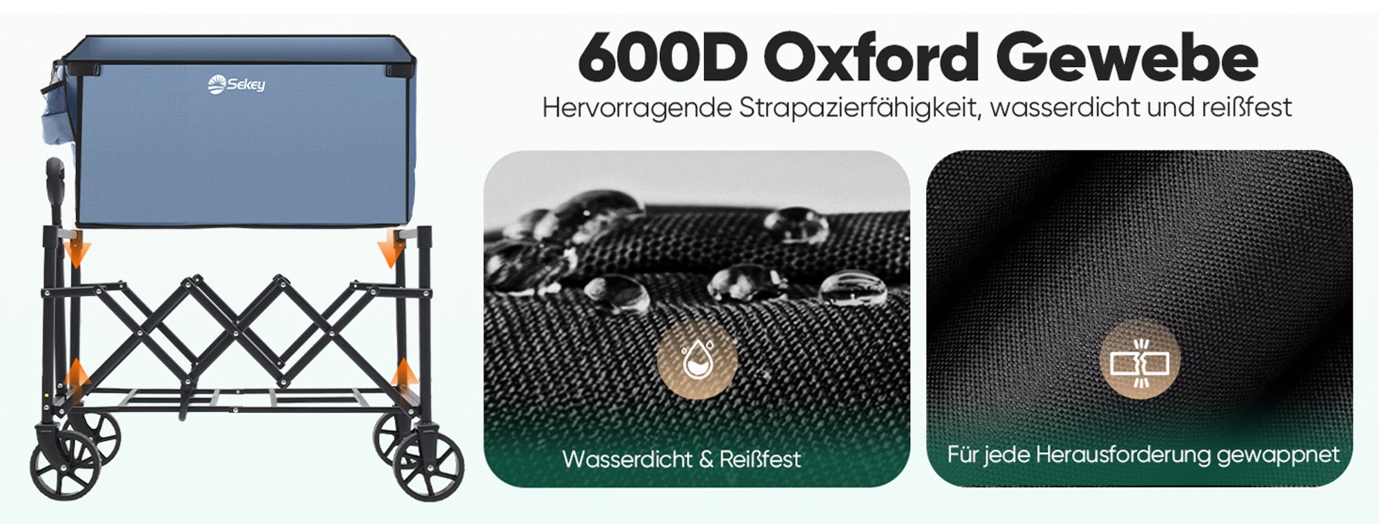Sekey Bollerwagen, Faltbarer Handwagen 4 Räder, 80KG / 60L, Blau