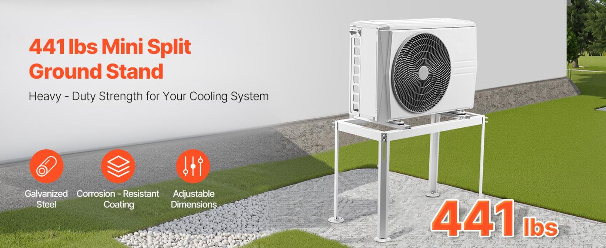 VEVOR Klimaanlage Bodenständer, vibrationshemmender Mini-Split-Ständer für kanallose Klimaanlagen-Wärmepumpen mit 9000–18000 BTU, AC-Basishalterung für Bodenmontage mit max. 200 kg Tragkraft