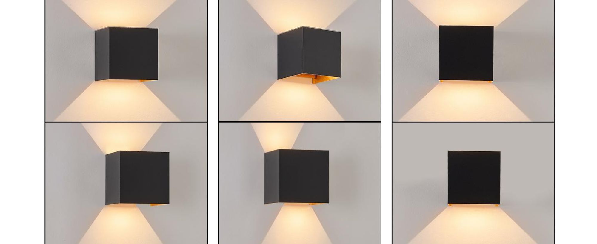ZMH LED Wandleuchte Außen 2ER 5W Schwarz Gold Wandlampe Warmweiß Up Down Außenleuchte IP65 Wasserdicht Außenlampe Treppenhaus Hauswand Flur