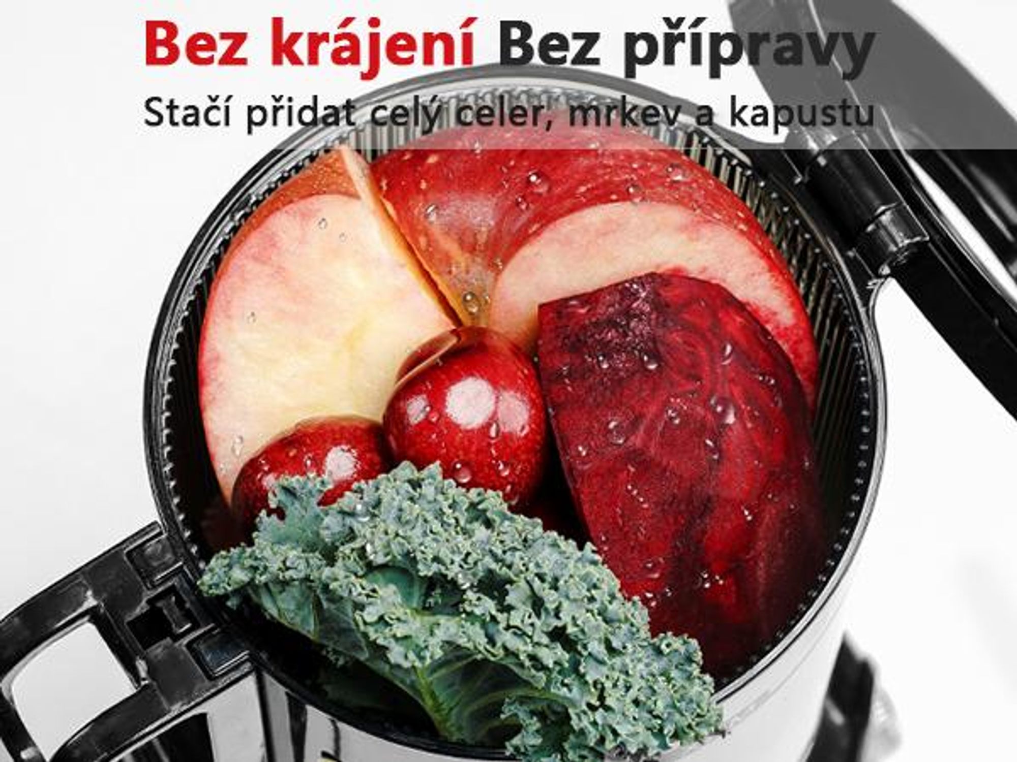 LINKChef SJ-051-EU-BL Pomalý odšťavňovač -  CE 200W Výkon 1.2L Velká kapacita Dva plnicí zásobníky Snadné čištění - černá