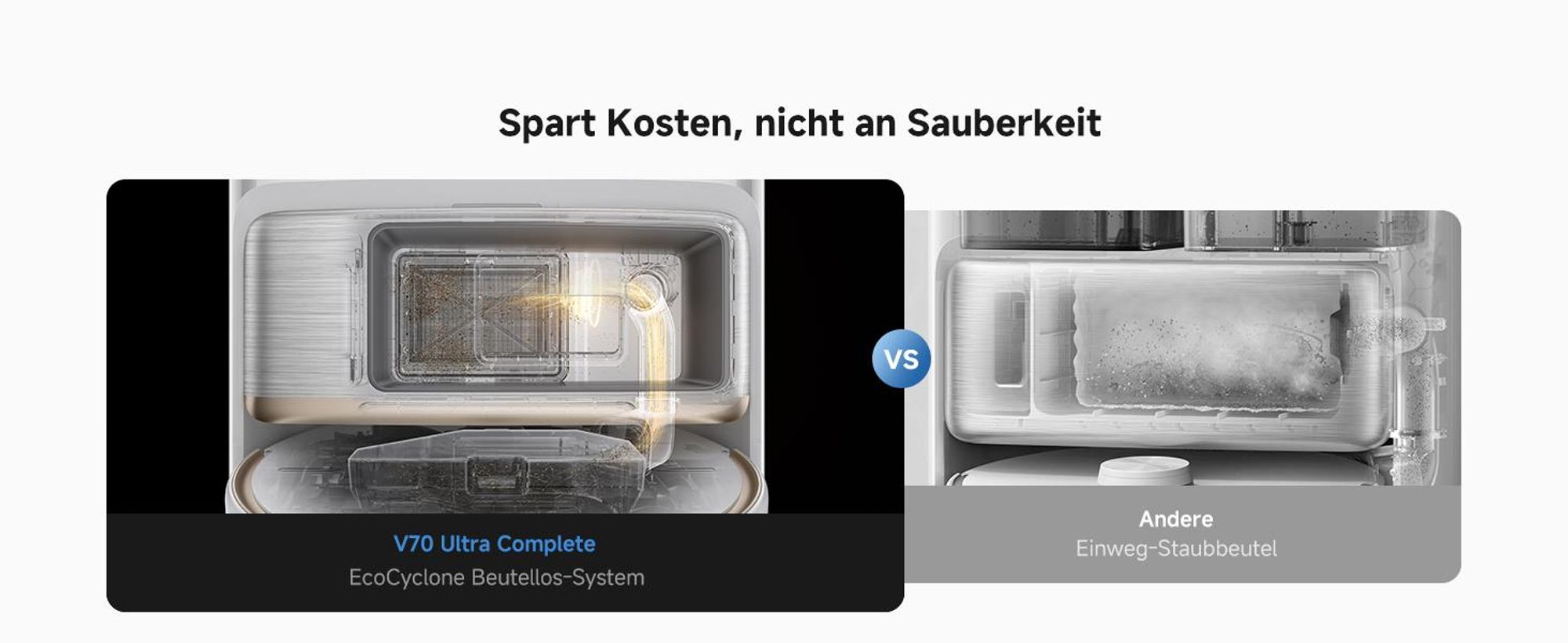 MOVA V70 Ultra Complete Saugroboter, 40000 Pa, MaxiReachX™ Kantenreinigung, 9 cm Hindernisüberwindung, EcoCyclone™ Staubabsaugung, All-in-One Station