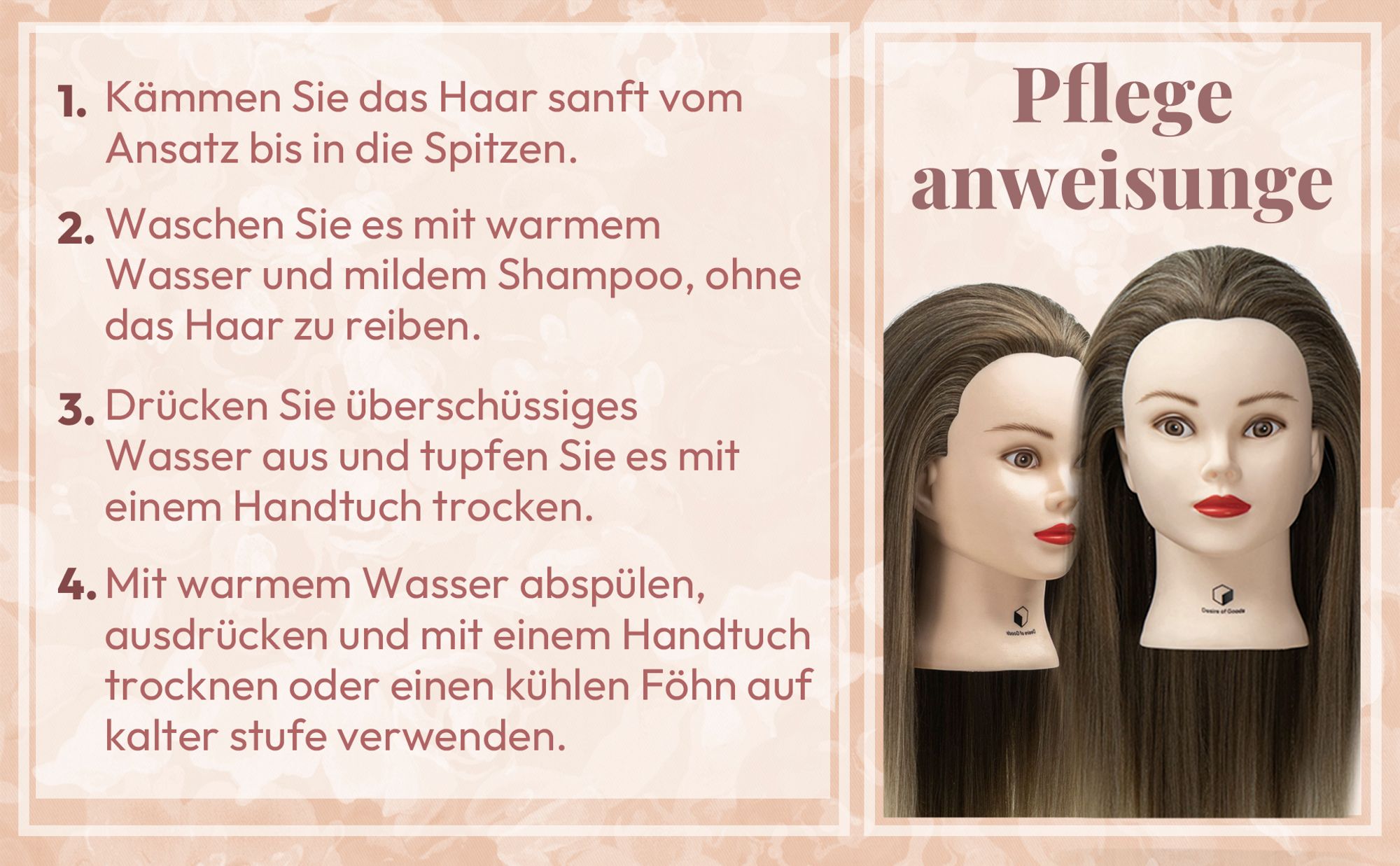 Desire of Goods Übungskopf Friseurkopf Ombre – Tischklemme & Styling-Zubehör – Frisierkopf – Friseurskopf – 70 cm
