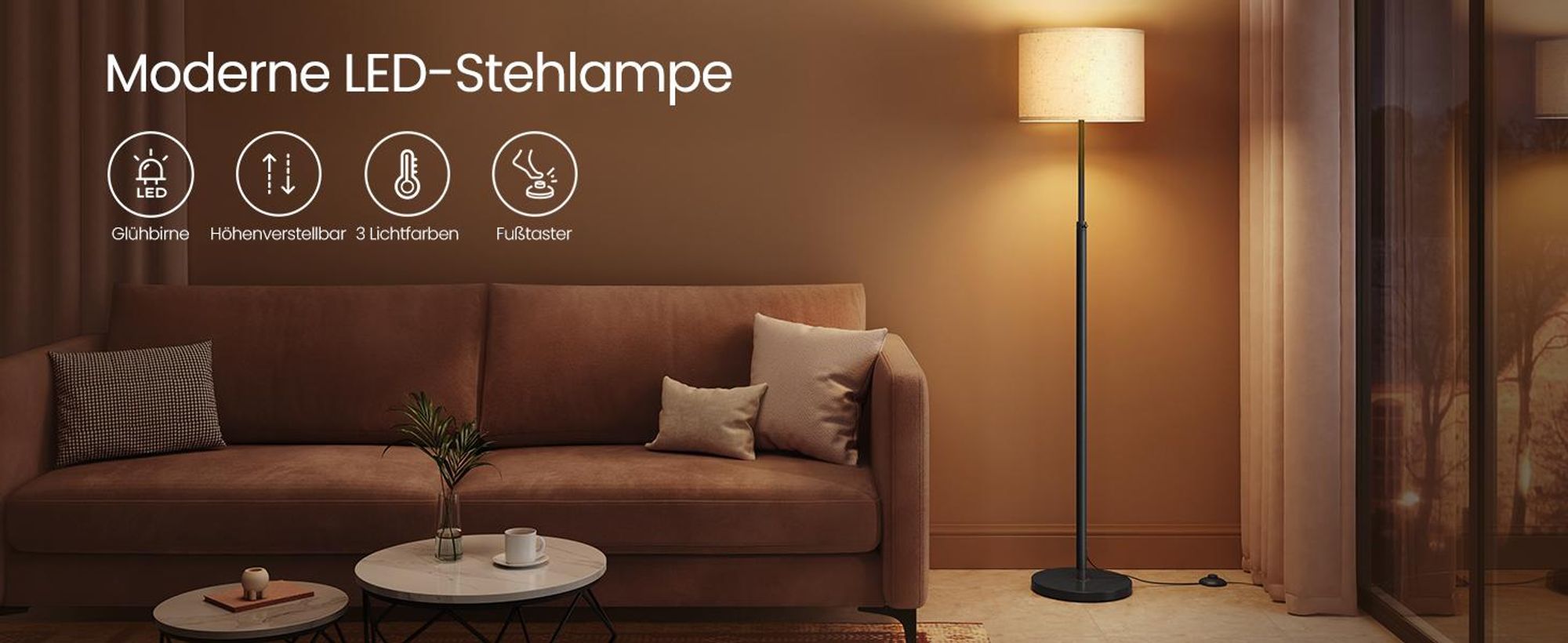VASAGLE Stehleuchte, Standleuchte, Stehlampe, höhenverstellbare Leselampe, 140-170 cm hoch, modern, mit Fußtaster, Lampenschirm aus Stoff, E27 Fassung