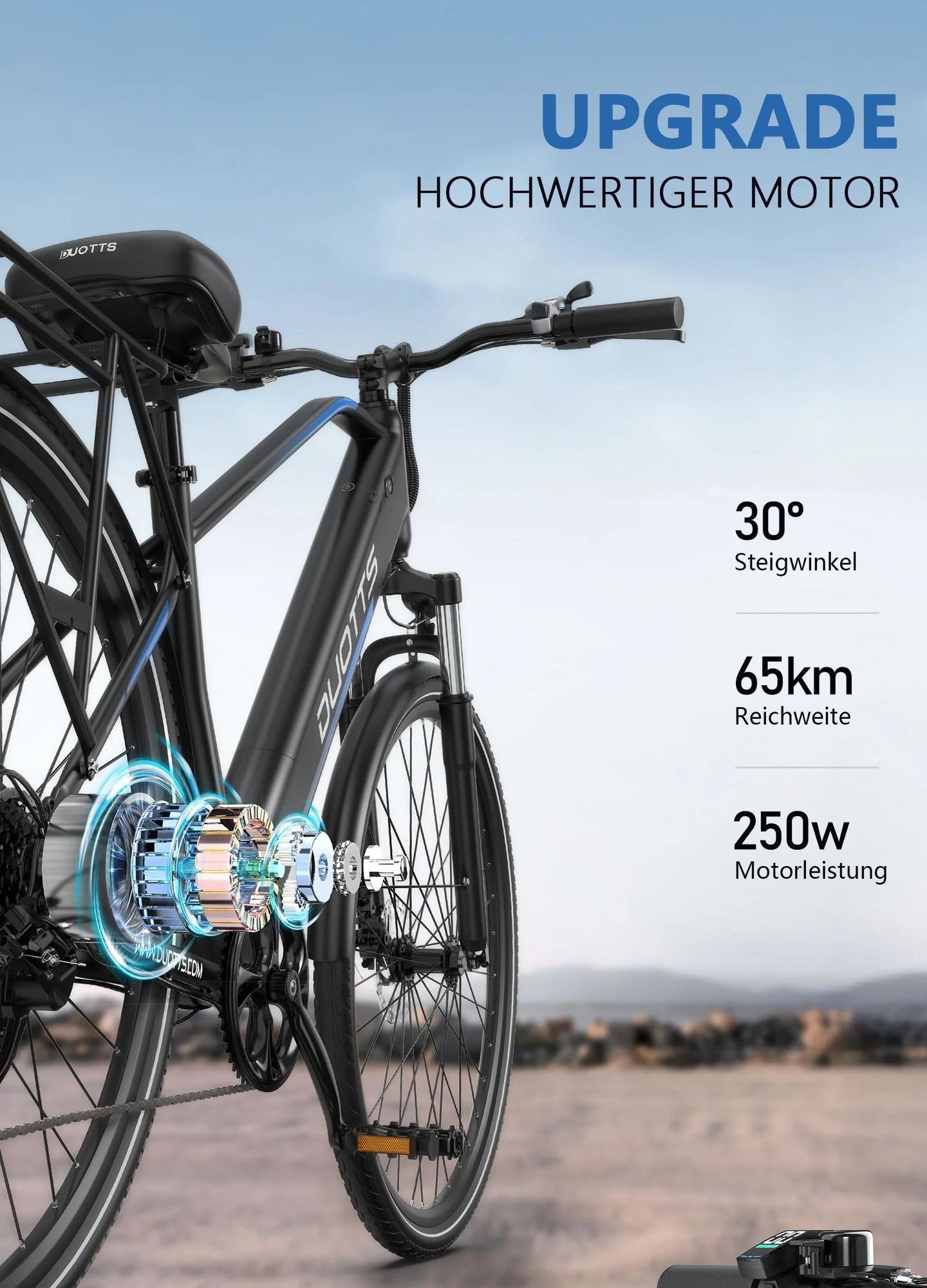 E-Bike Duotts C29 Lite - Motor 250W Batterie 36V13AH 27.5 Zoll Reifen Scheiben Bremsen - Blau Schwarz