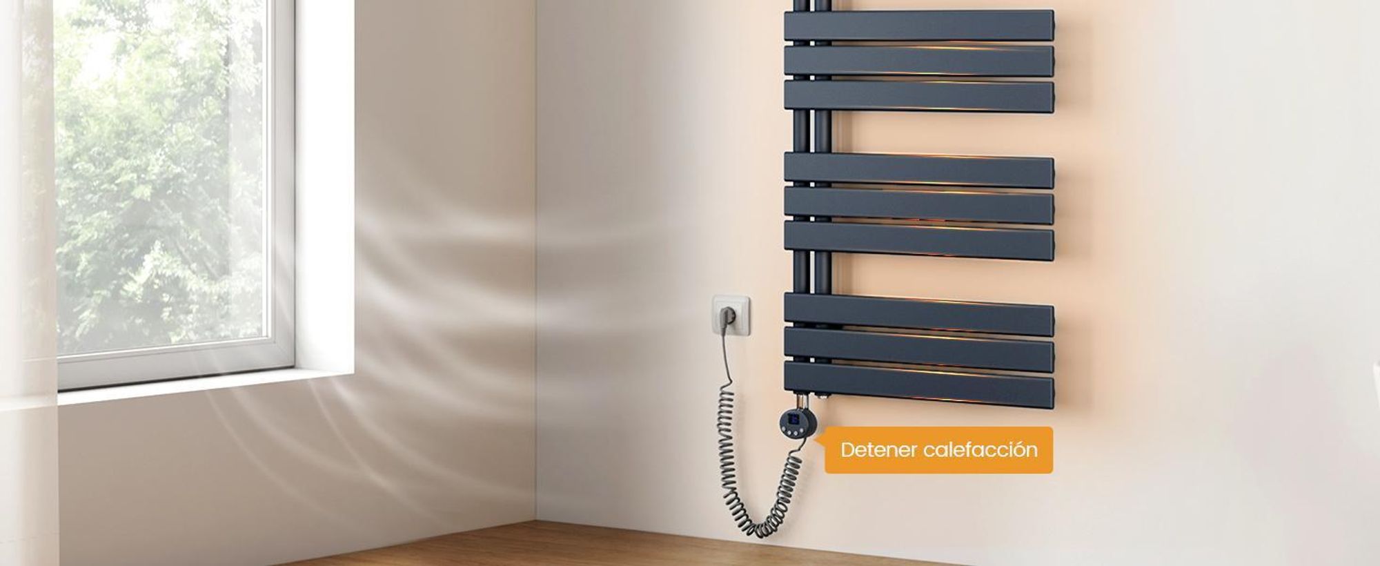 Radiateur de salle de bain EMKE électrique avecvia application Wi-Fi Thermostat Sèche-serviettes 1320 x 500 mm Anthracite Porte-serviettes 800 W Sèche-serviettes