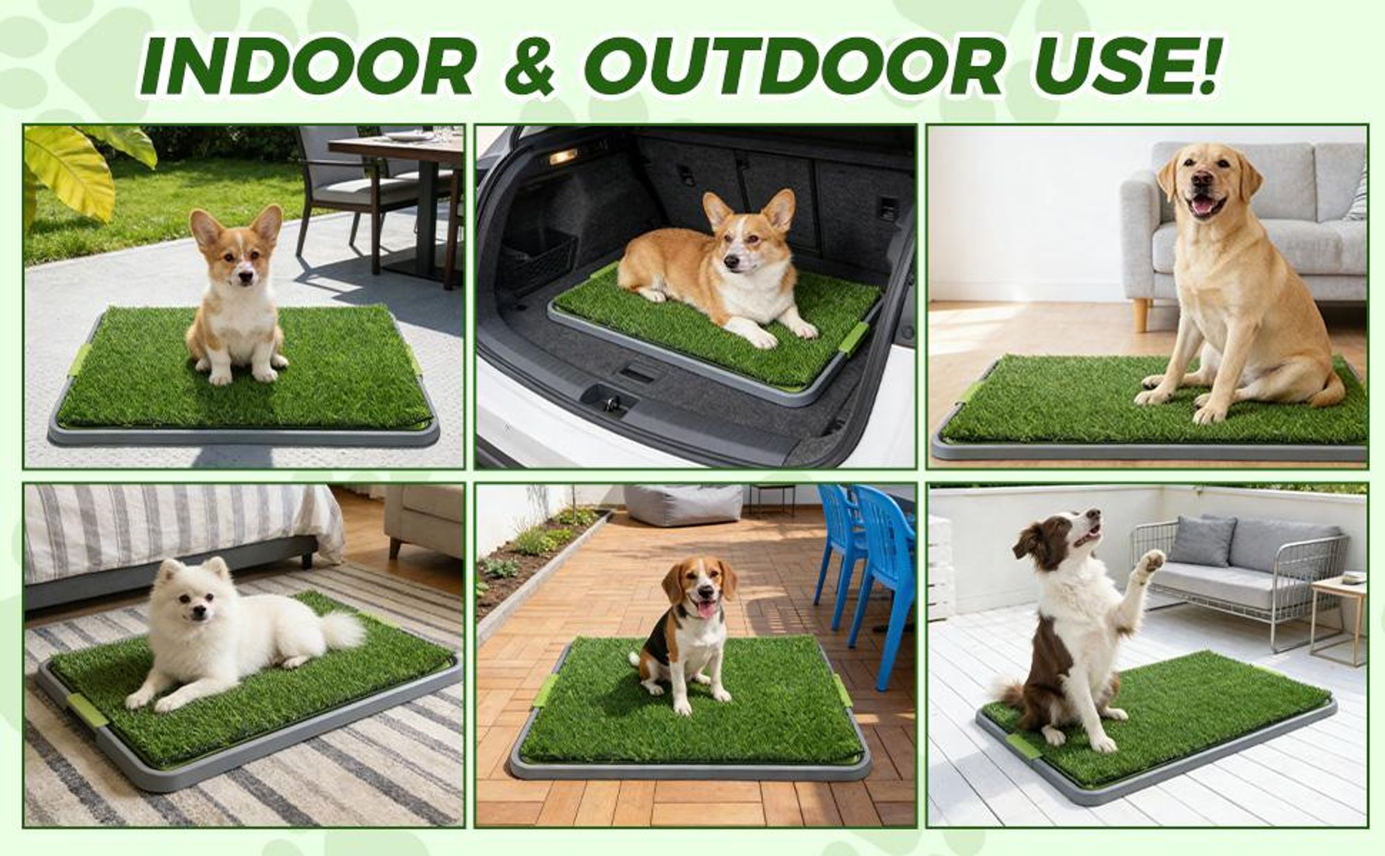 Hundeklo Rasen, Hundetoilette, Welpentoilette für die Wohnung, Hundeklo mit Kunstrasen, Indoor Haustiere WC, Trainingsunterlage für Welpen und Hunde