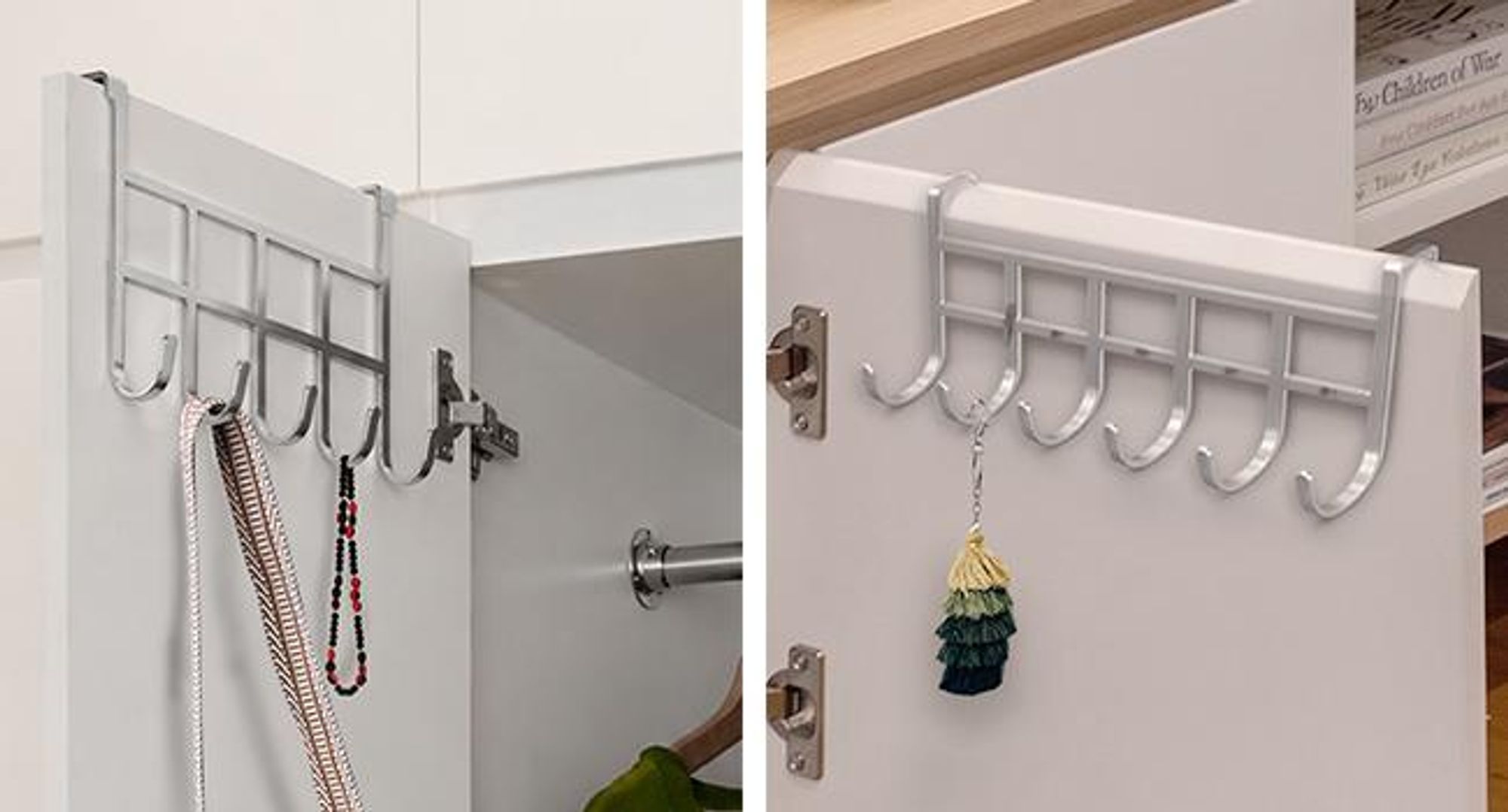 KRUMAD Türgarderobe zum Einhängen, Türhaken ohne Bohren, Kleiderhaken mit 6 Haken, Handtuchhalter für Tür, Schrank und Schlafzimmer