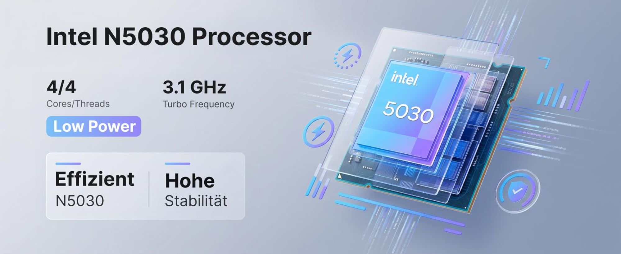 NiPOGi Mini PC Intel Pentium N5030 (bis zu 3,1 GHz) 8GB RAM 256GB SSD met Windows 11 Pro, 4K Dual Display 2× HDMI Mini Desktop PC