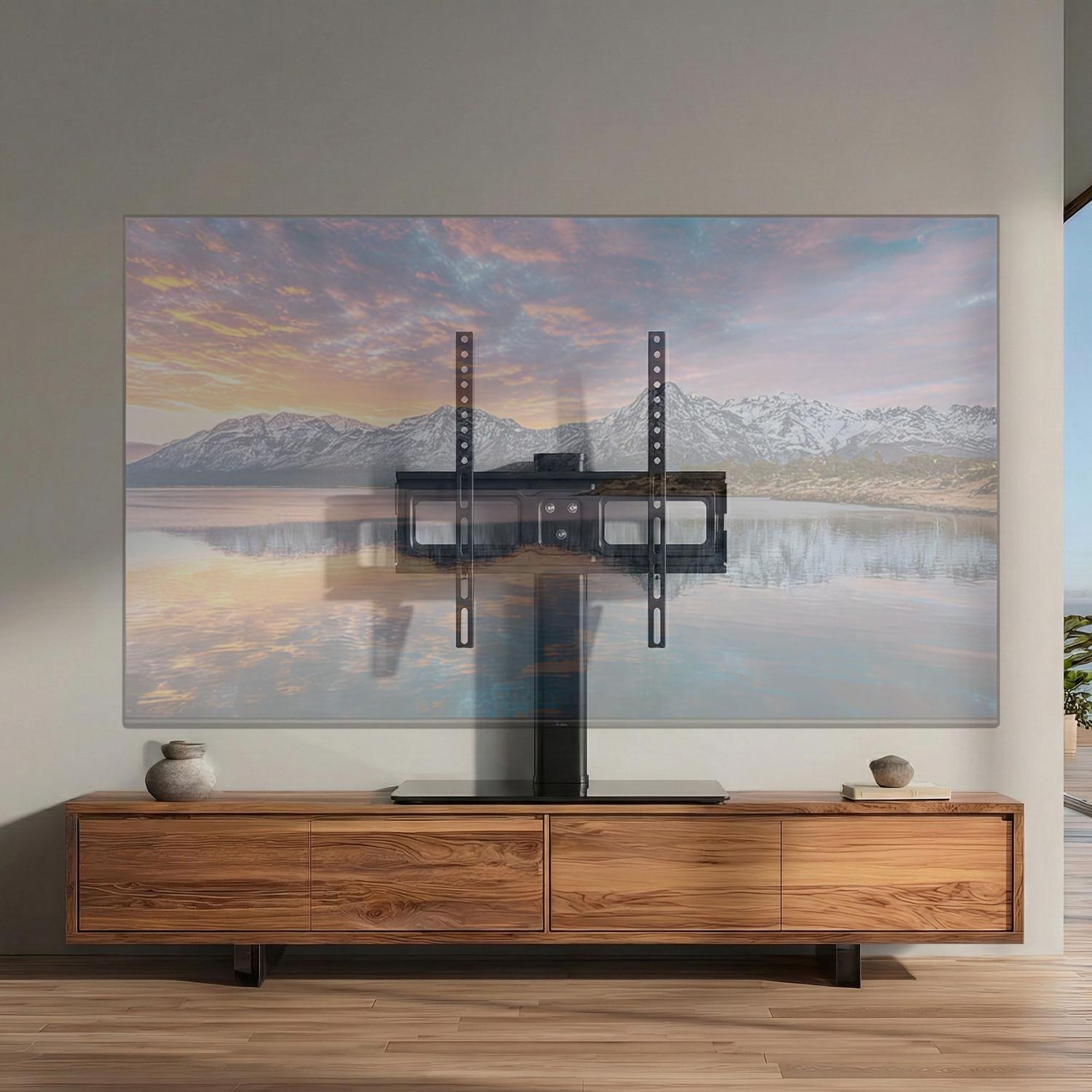 Maclean MC-450 Universeller TV-Ständer Standfüß TV Bildschirm Stand für 32-65" QLED LCD LED OLED Plasma Fernseher bis max. 40kg max. VESA 400x400, Höh