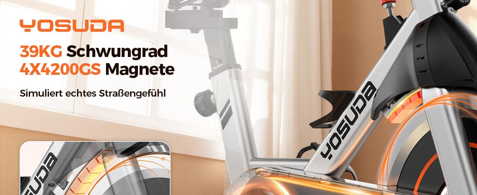 YOSUDA Heimtrainer mit magnetwiderstand , Indoor Leises Fitnessbike mit Tablet-Halter,  Bike Indoor mit LCD-Monitor,Bis 136KG