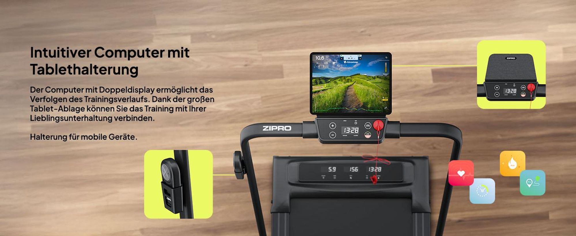ZIPRO Newlite Laufband Klappbar - Walking Pad Untertisch Schreibtisch Laufband für Zuhause bis 10 km/h Fitnessgerät Bluetooth Fernbedienung