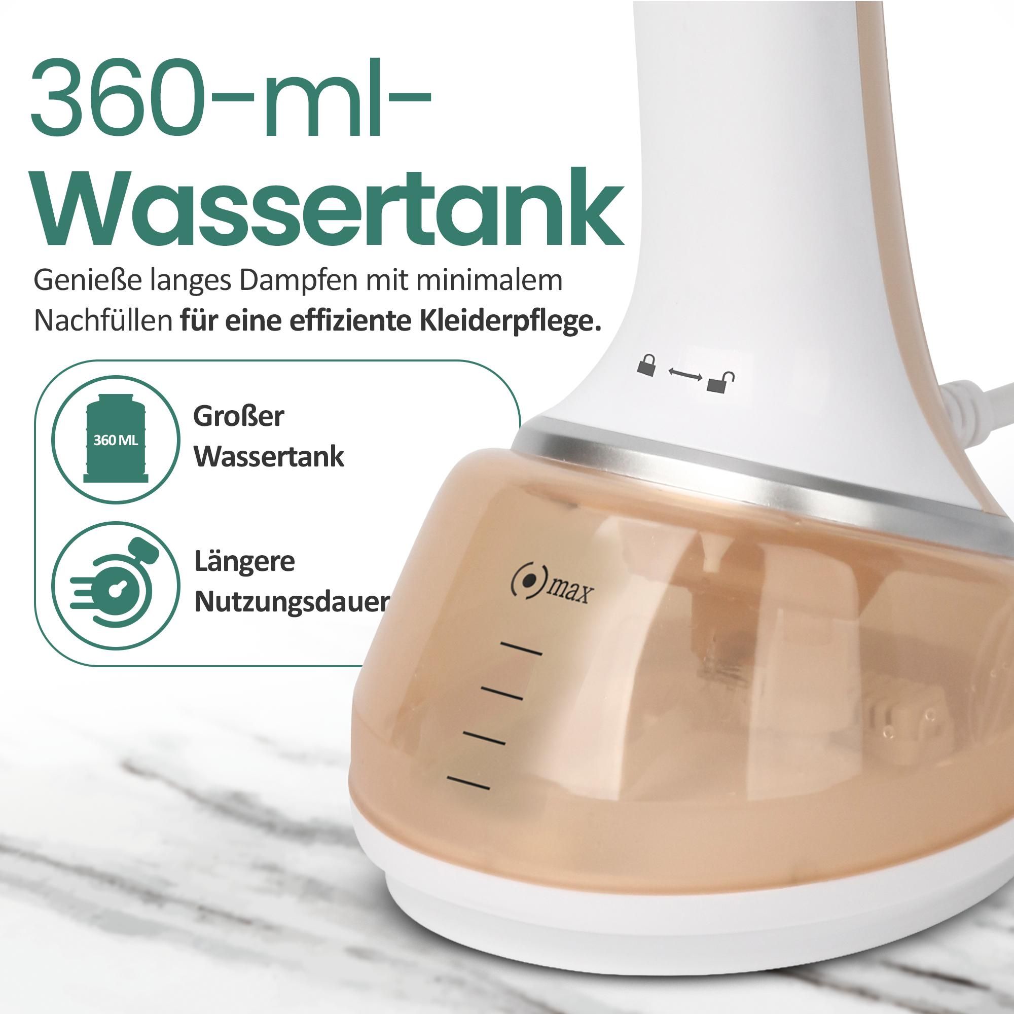 Emerio Kleidungsdampfer – Hand-Dampfglätter für Kleidung – Dampfgerät inkl. Zubehör – Reiseformat – SB-130292 – Weiß