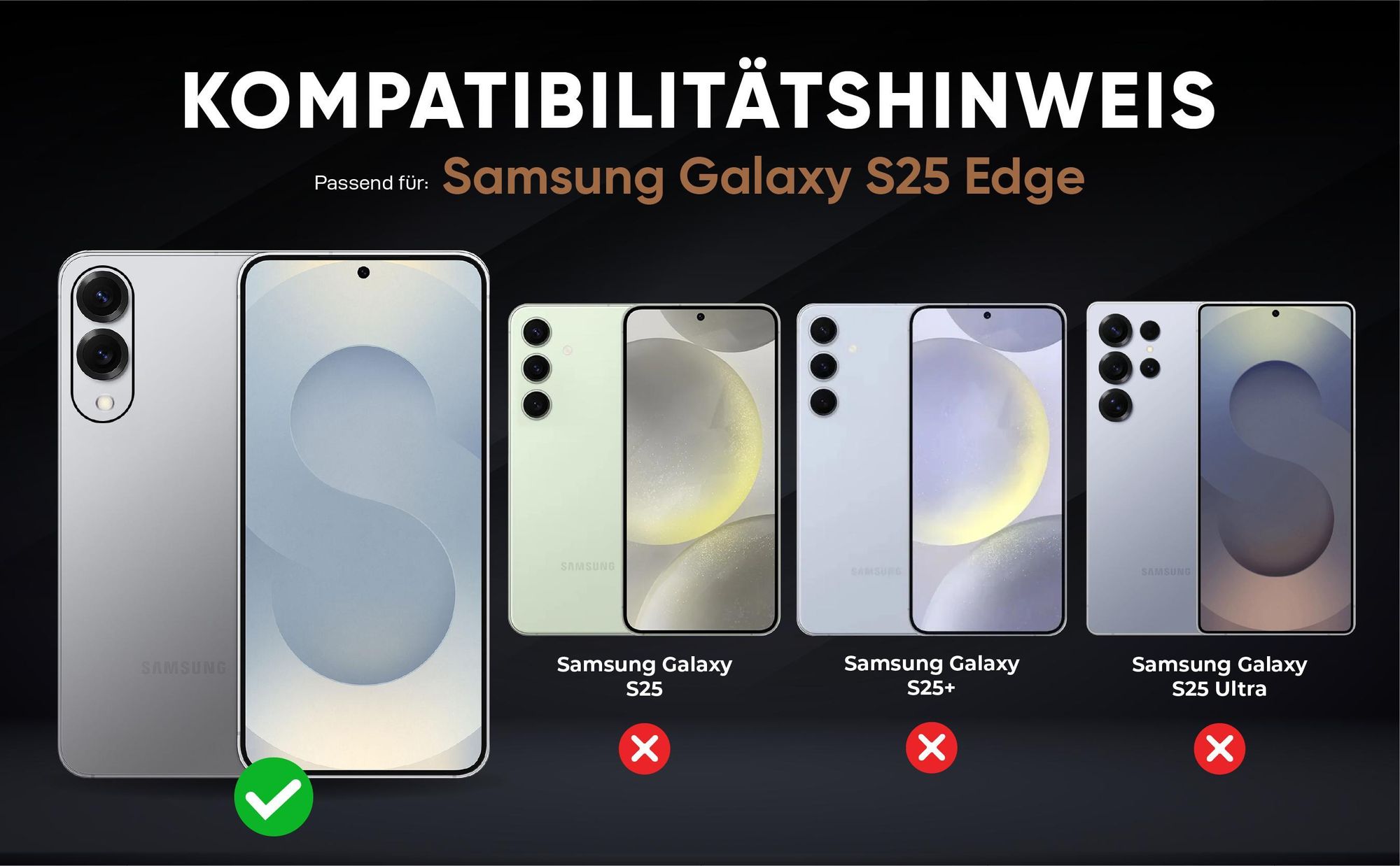 Kompatibilitätshinweise Hülle für Samsung Galaxy S25 Edge