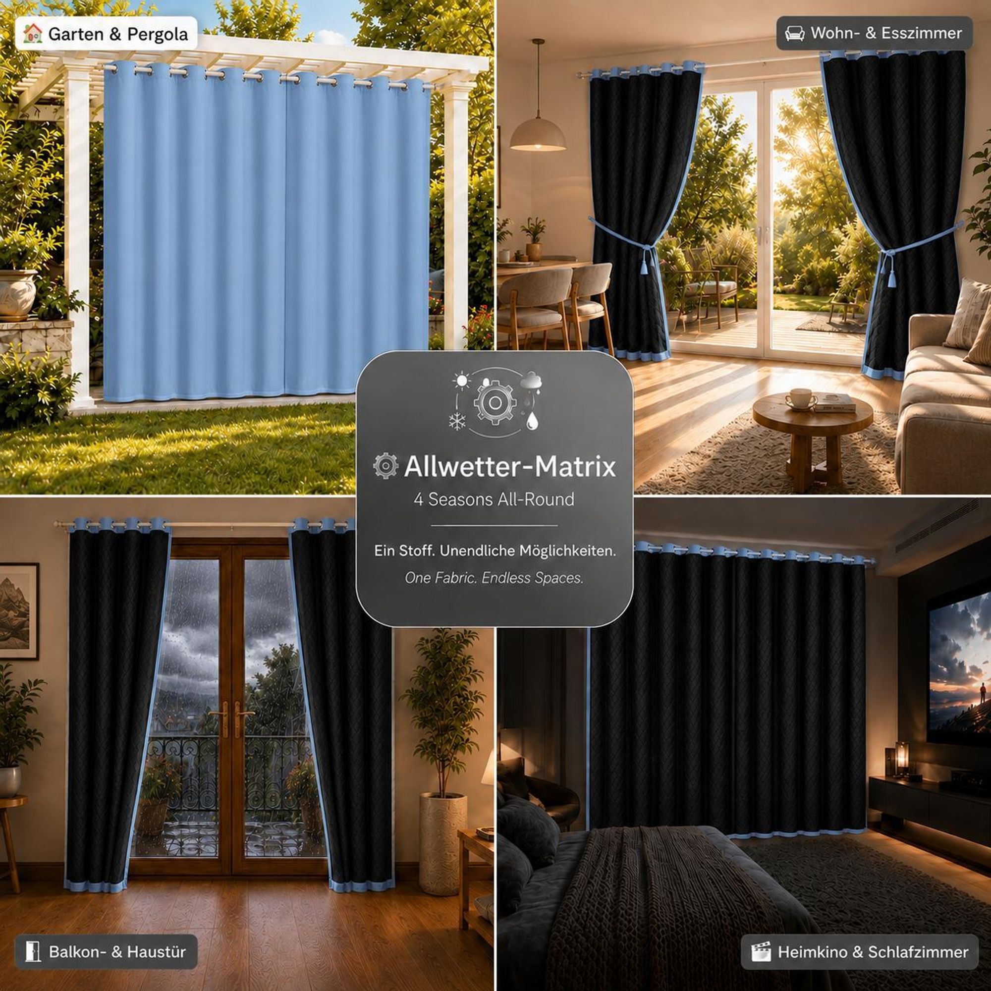 1x Outdoor Thermovorhang gegen Kälte und Hitze – Türvorhang, wasserdicht, Verdunkelungsvorhang mit Ösen für Garten Terrasse, Fenstervorhang, 132x244cm