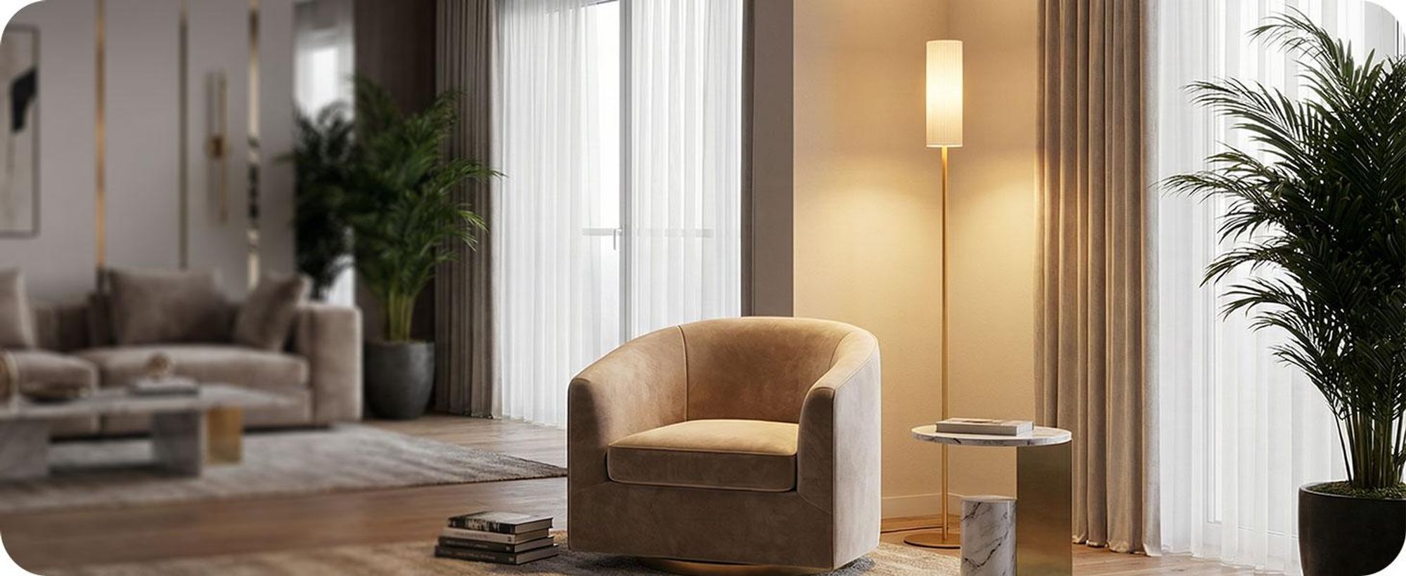 EDISHINE Stehlampe Dimmbar Wohnzimmer 165cm, LED Stehleuchte mit Fernbedienung, Gold