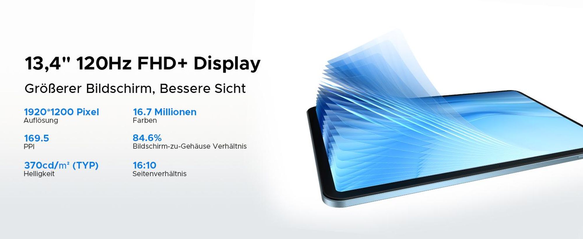 DOOGEE U13 Pro – Tablet, Android 16, 13,4 Zoll, 36 (6+30) GB + 256 GB, 120 Hz, 11.000 mAh/18 W, Gemini AI, Widevine L1, 8 MP + 13 MP Kamera