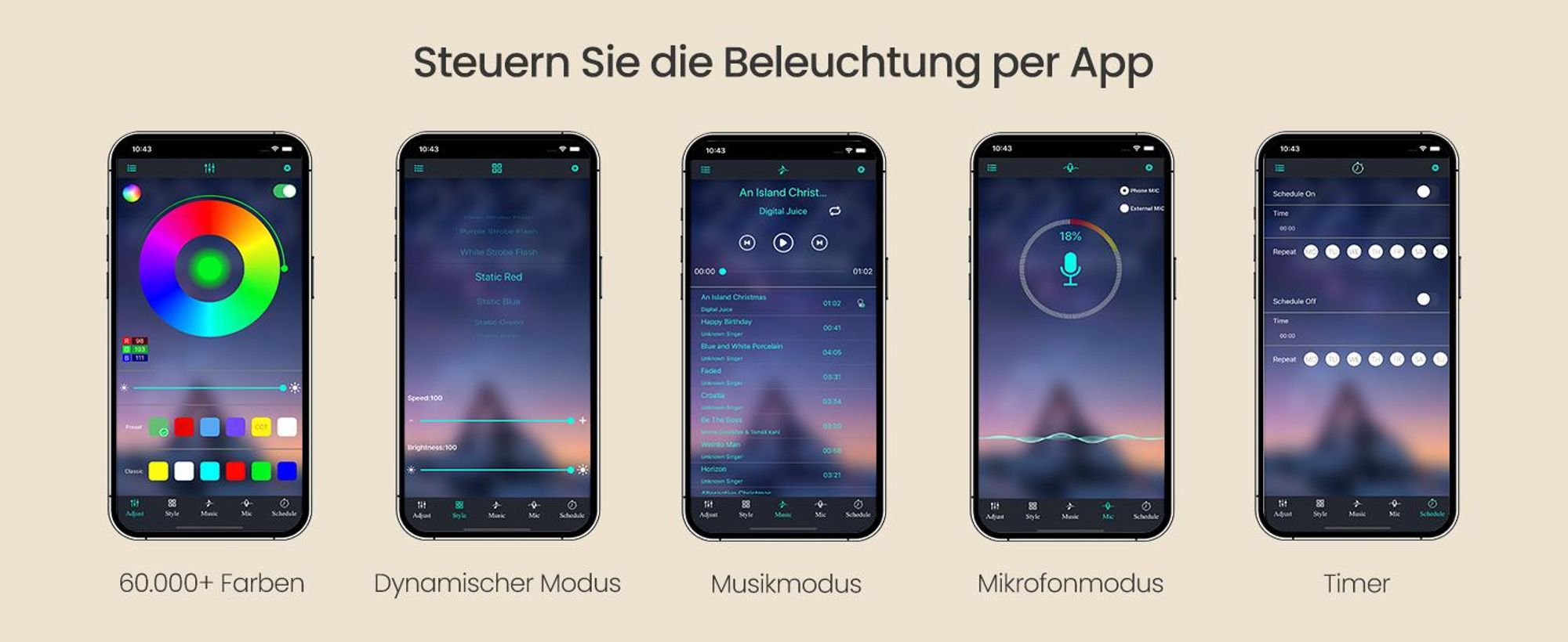 SONGMICS Kommode mit LED-Beleuchtung, Sideboard, Schubladenschrank für Wohnzimmer, mit Ladestation, 7 Schubladen, braun-schwarz