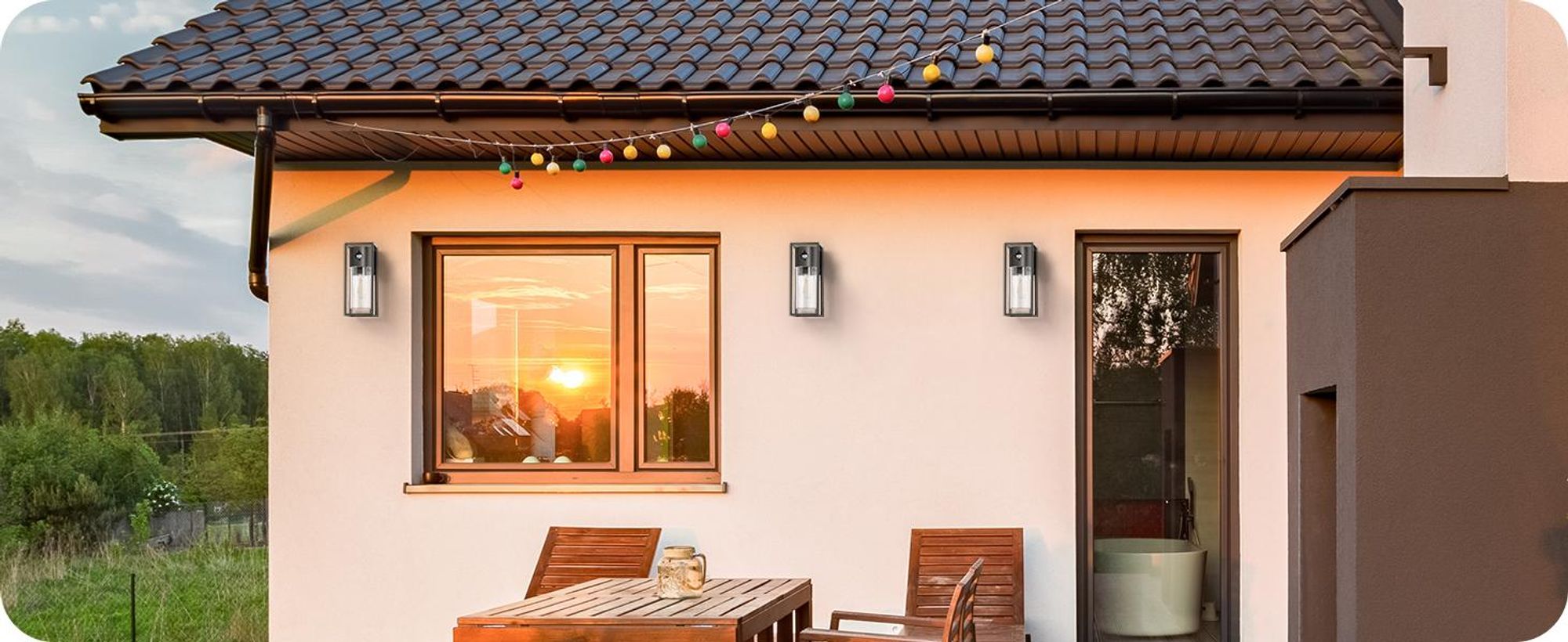 EDISHINE Wandlampe Innen/Außen mit Bewegungsmelder, Moderne Wandleuchte E27, Anthrazit