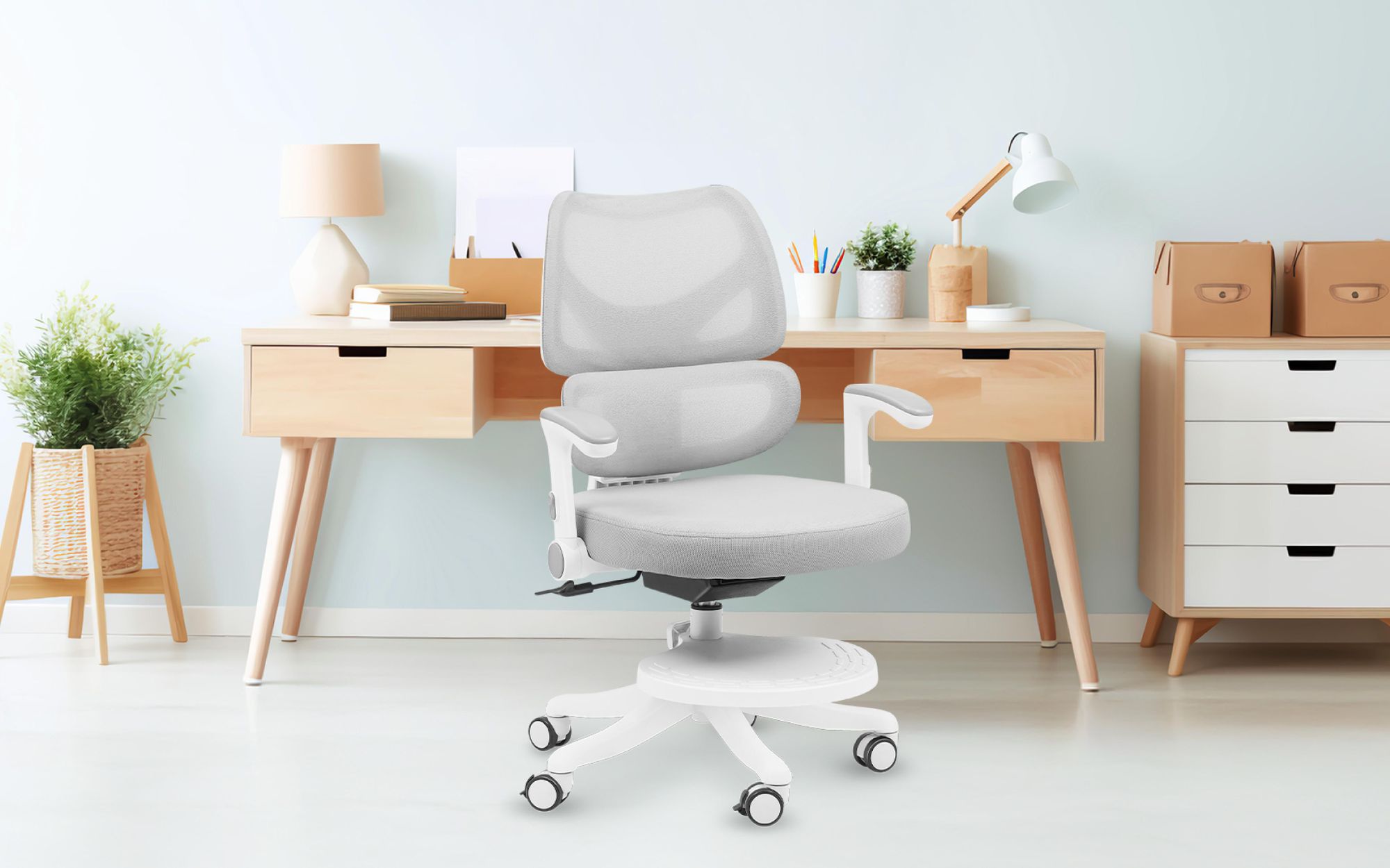 MARK ADLER Junior 5.3 Grey | Verstellbarer Drehstuhl für Kinder und Teenager | Höhenverstellbar