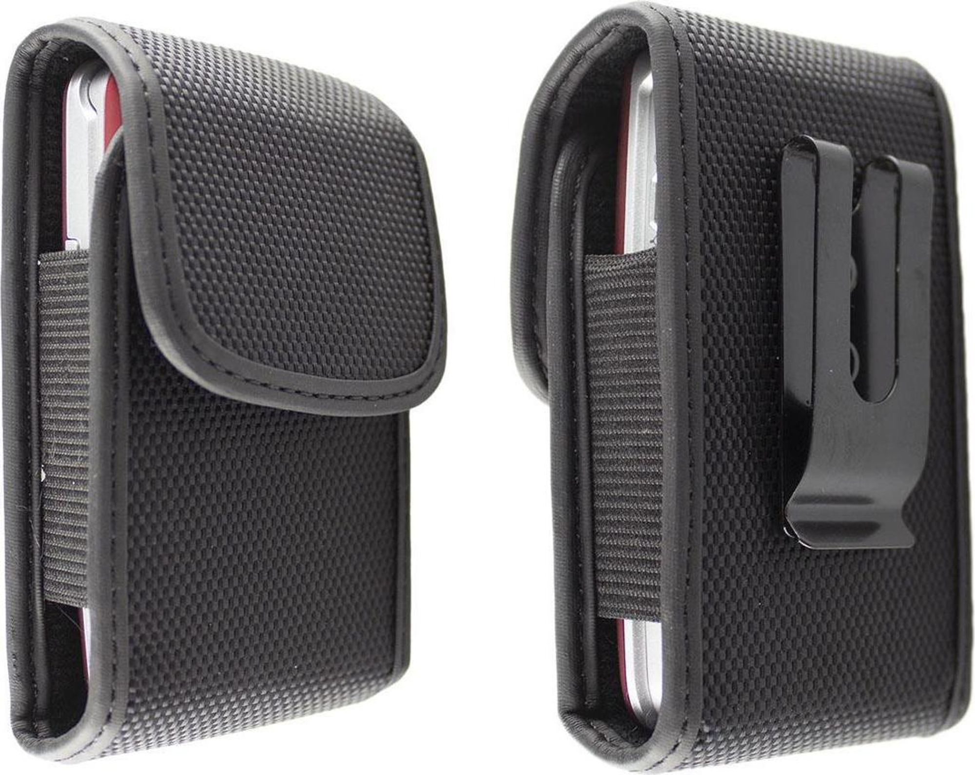 Hochwertige Nylon-Schutztasche für Swisstone Telefone, universell, mit Klettverschluss, Metall-Gürtelclip & Gummizug, Farbe schwarz Bild 1