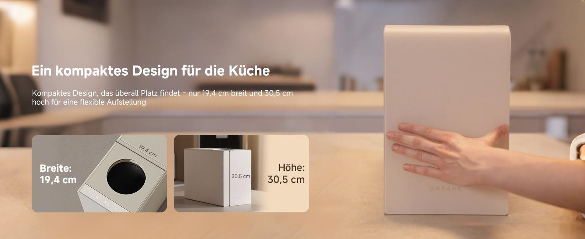 Dreame SF25 Küchenabfallzerkleinerer, Trion Dreiklingensystem, Aktivkohlefilter, Geruchskontrolle, Selbstreinigung bei hohen Temperaturen,2.5L,27dBA