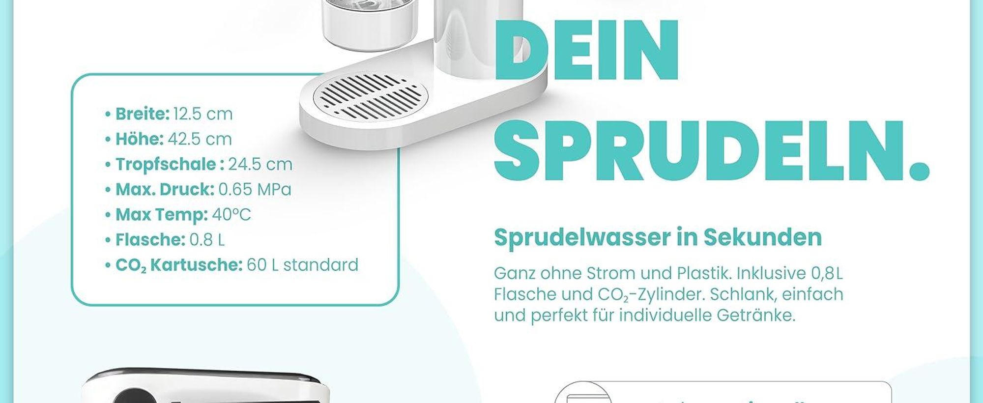 Aquafloow Wassersprudler Set Weiß – 2× Wasserflasche mit CO2 – Ideal für kalte Getränke, nachfüllbare Flasche”.