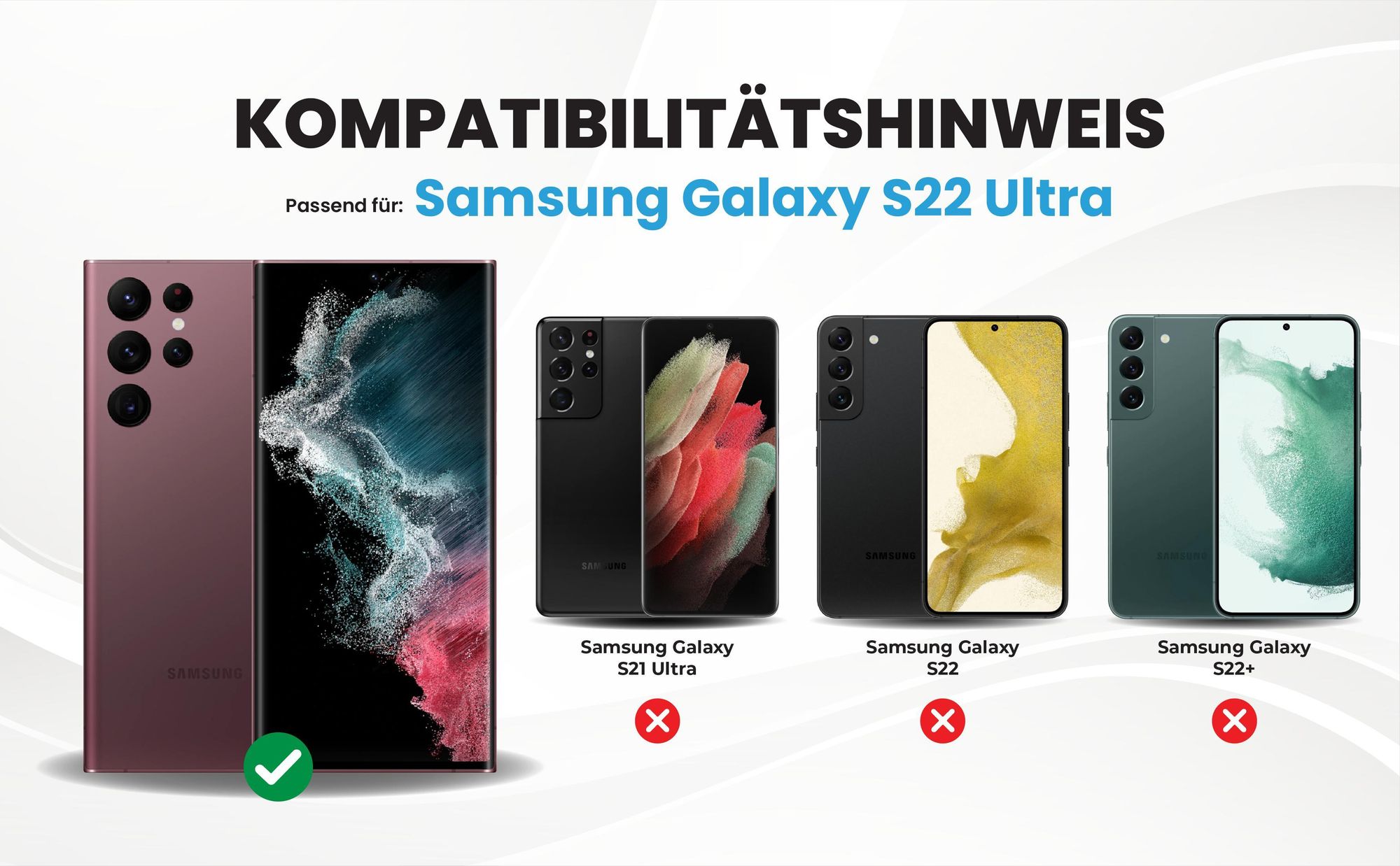 Kompatibilitätshinweise Hülle für Samsung Galaxy S22 Ultra