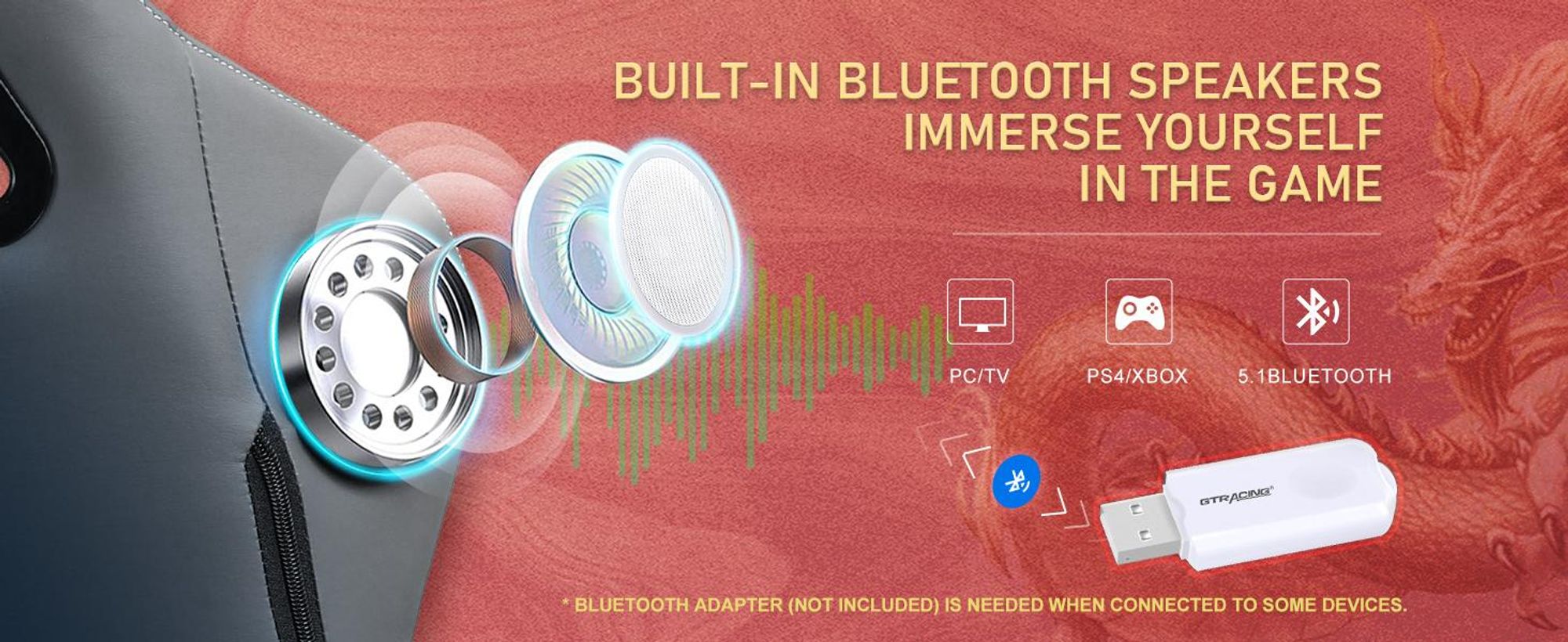 GTPLAYER Herné kreslo Herné kreslo s reproduktormi Bluetooth a opierkou na nohy, kancelárske kreslo série Dragon, ergonomické otočné kreslo, počítačové kreslo sivé