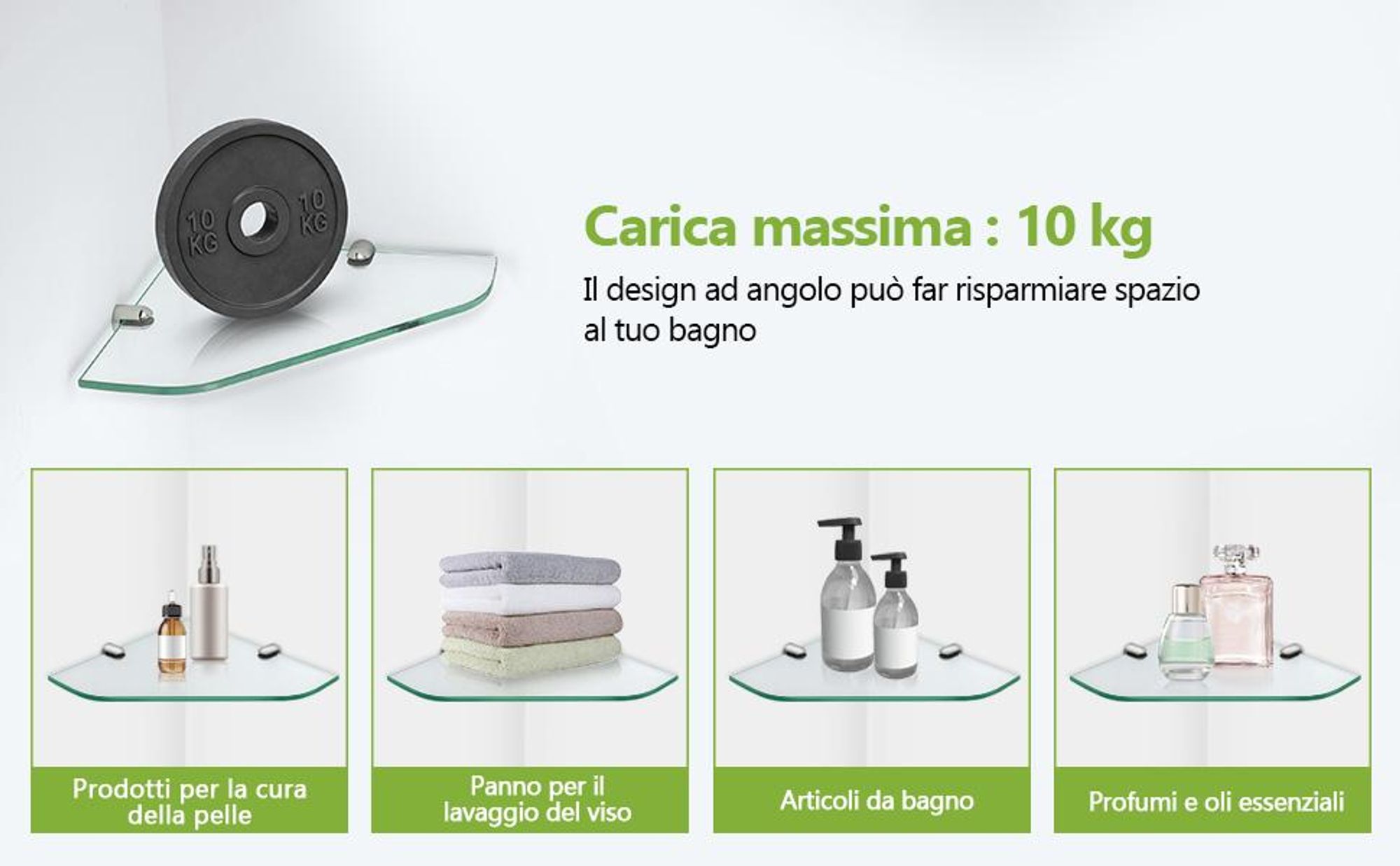 S'AFIELINA ripiano in vetro ripiano doccia ripiano angolare in vetro 6 mm temperato ripiano in vetro doccia ripiano in vetro per bagno ripiano doccia 230 x 230 mm, 1 pezzo