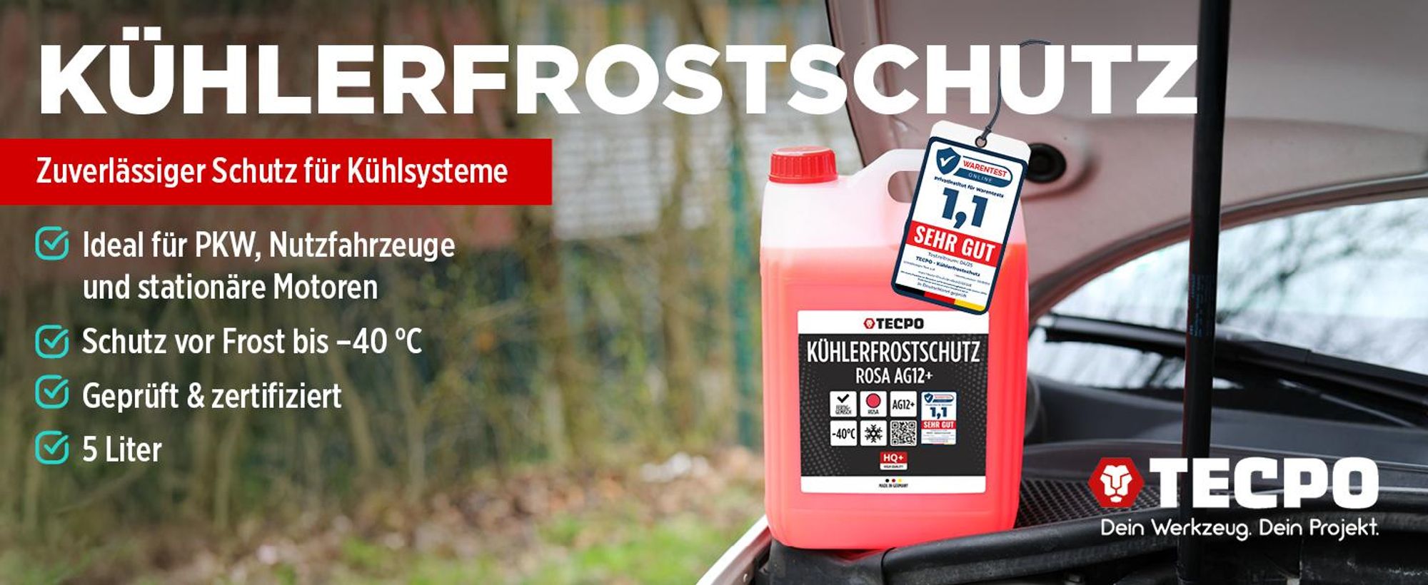 TECPO Kühlerfrostschutz 5 Liter rot G12+ Antifreeze -40°C Frostschutz rosa Kühlmittel
