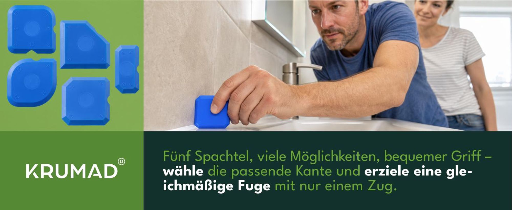 KRUMAD Fugenglätter Set 5-teilig aus Silikon, Silikon Abzieher für Fugen, Glättwerkzeug für Silikon und Dichtstoffe, wiederverwendbar