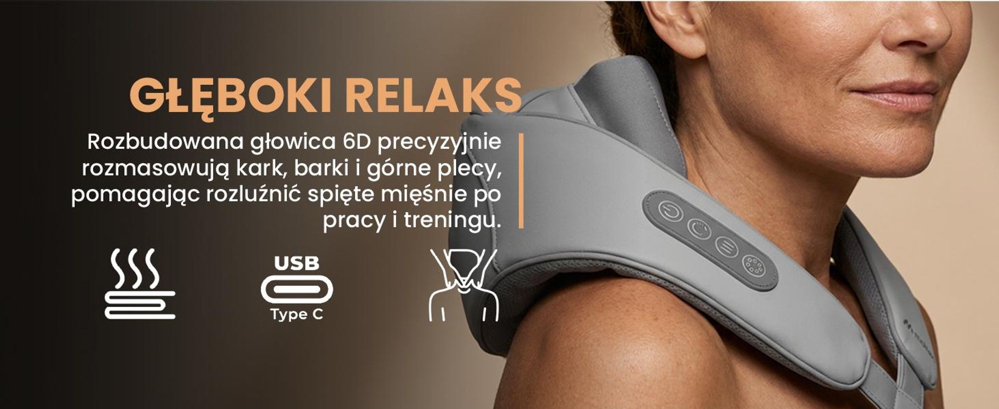 Masażer naramienny do karku rozgrzewający i łagodzący ból