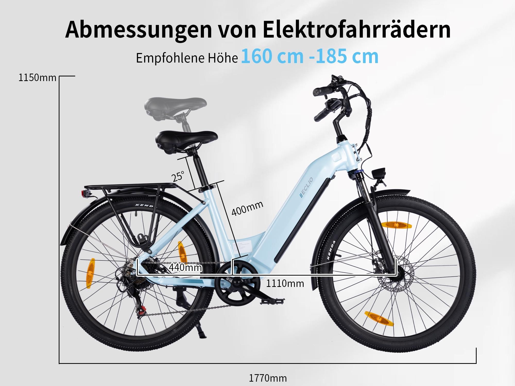 Otium3 E-Bike Elektrofahrrad 26 Zoll Citybike Tiefeinsteiger Damen Herren, 36V 18,2Ah Akku, 120 km, 250W, 25 km/h, Shimano 7-Gang, Scheibenbremsen