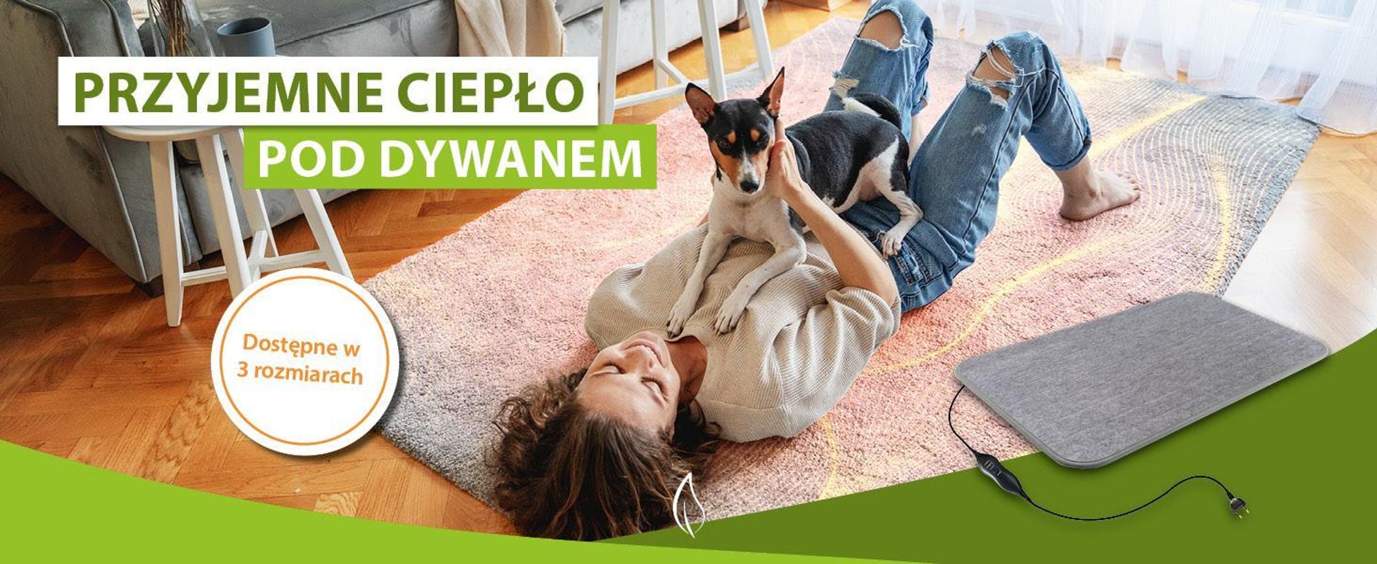 Podgrzewana mata pod dywan 180x280cm Mobilny podgrzewacz do stóp