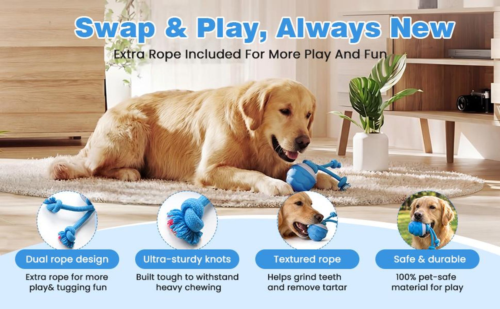 Hundespielzeug, Interaktives Haustierjagdball, Hundeball, Welpenspielzeug Ball, Elektrischer Hundeball mit Kauschnüren